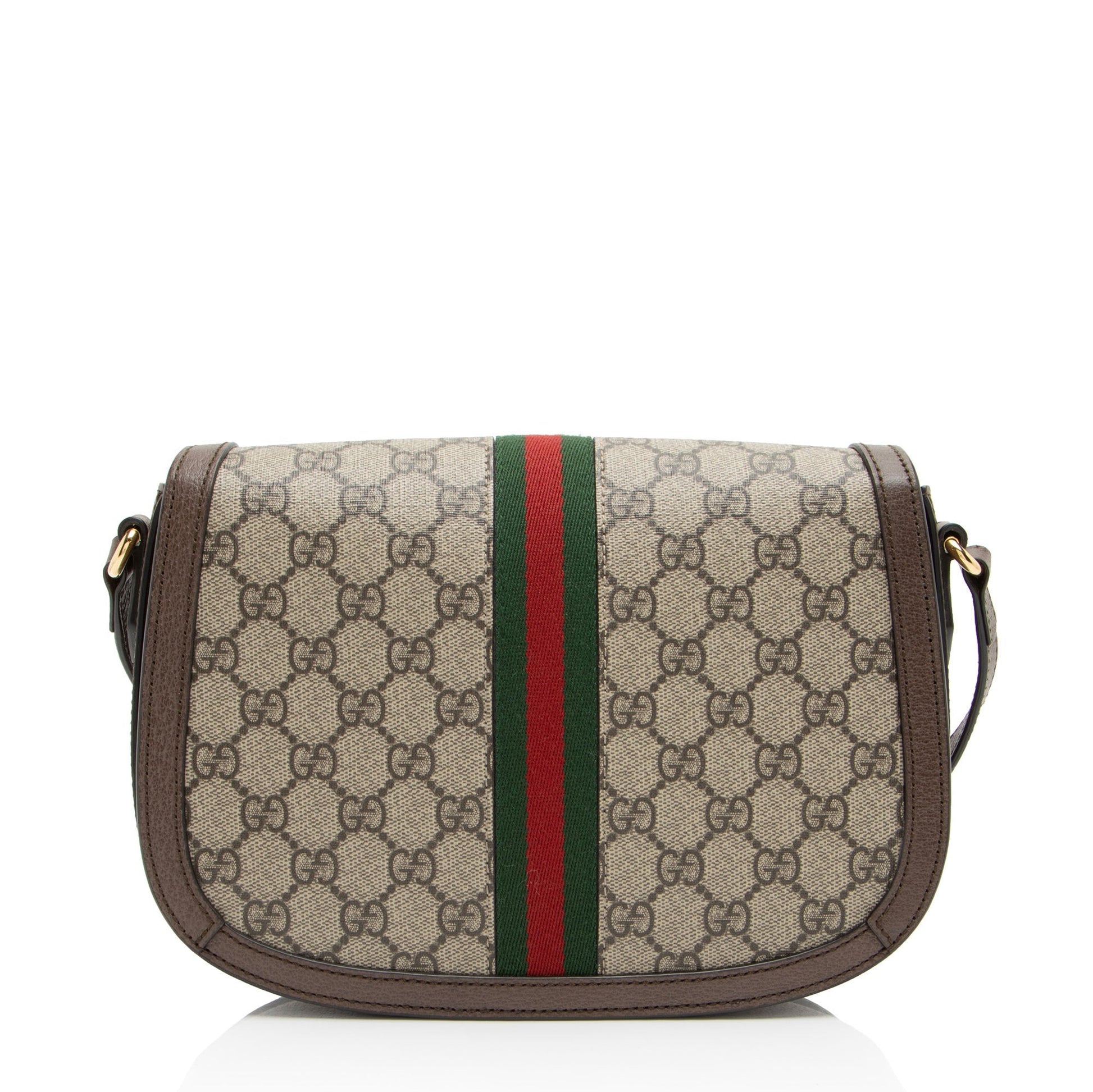 Gucci GG Supreme Ophidia Flap Messenger Leather Canvas Nylon Brown Shoulder Bag