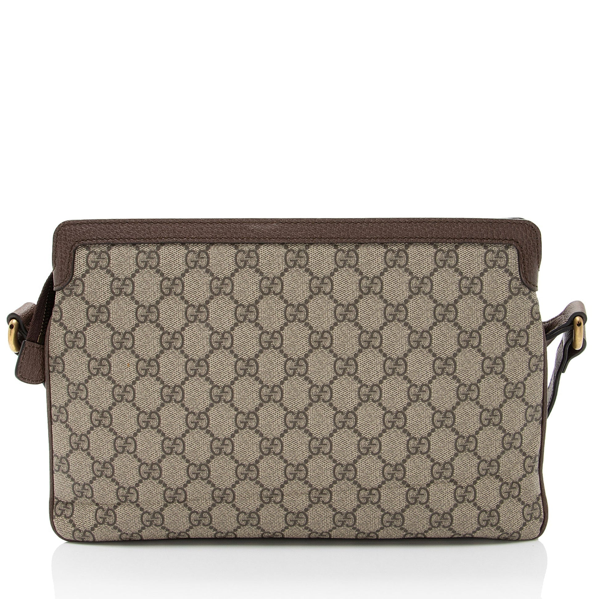 Gucci GG Supreme Ophidia Gusset Leather Canvas Nylon Brown Crossbody Bag