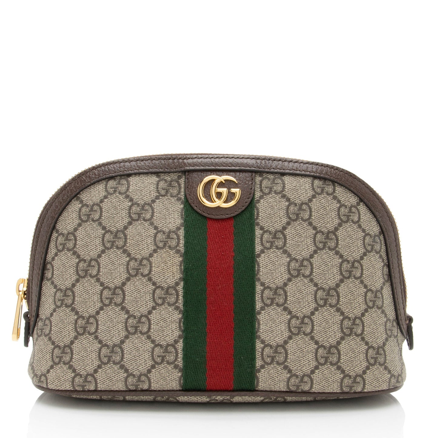 Gucci GG Supreme Ophidia Cosmetic Case Leather Canvas Nylon Brown Handbag