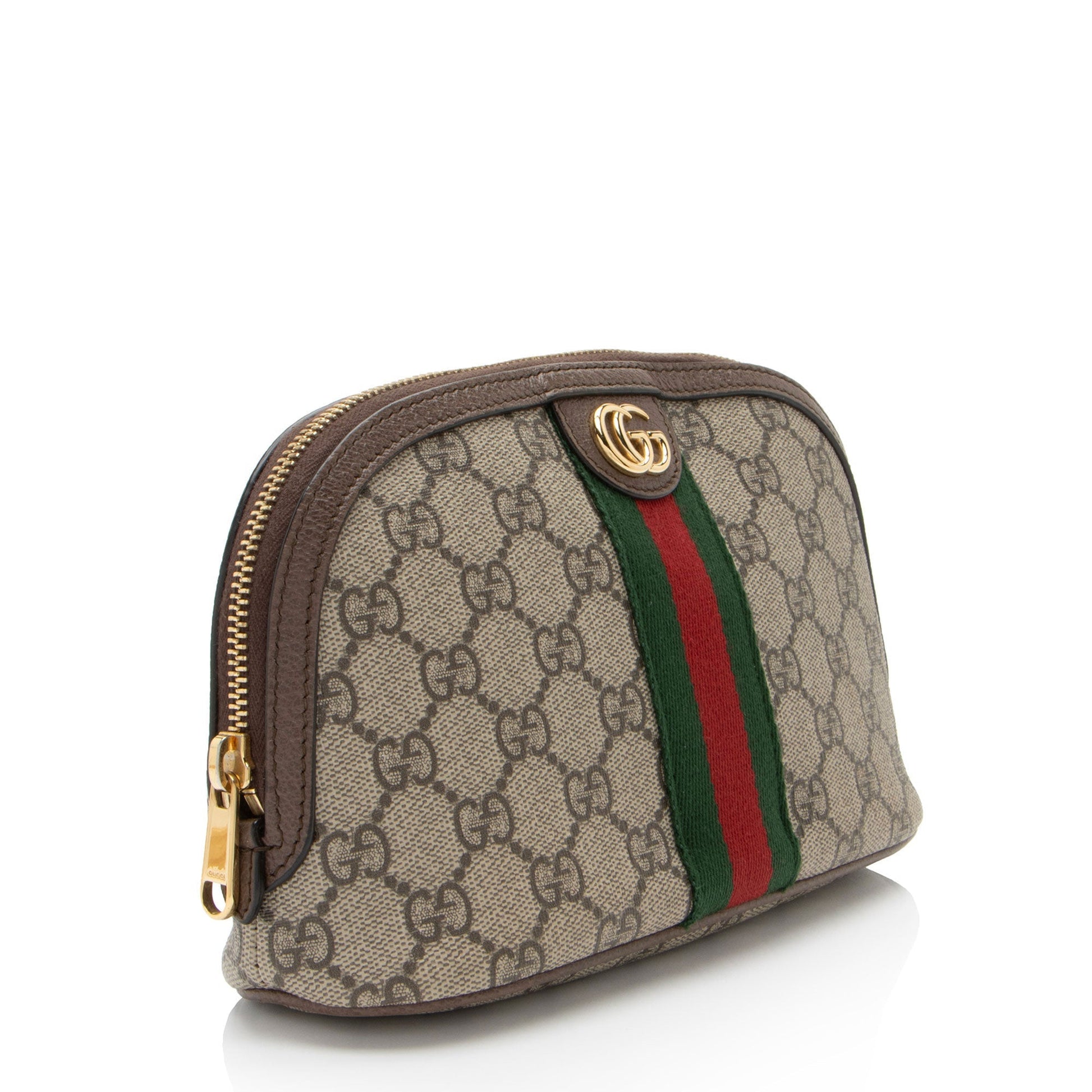 Gucci GG Supreme Ophidia Cosmetic Case Leather Canvas Nylon Brown Handbag Shf Esz9Lu