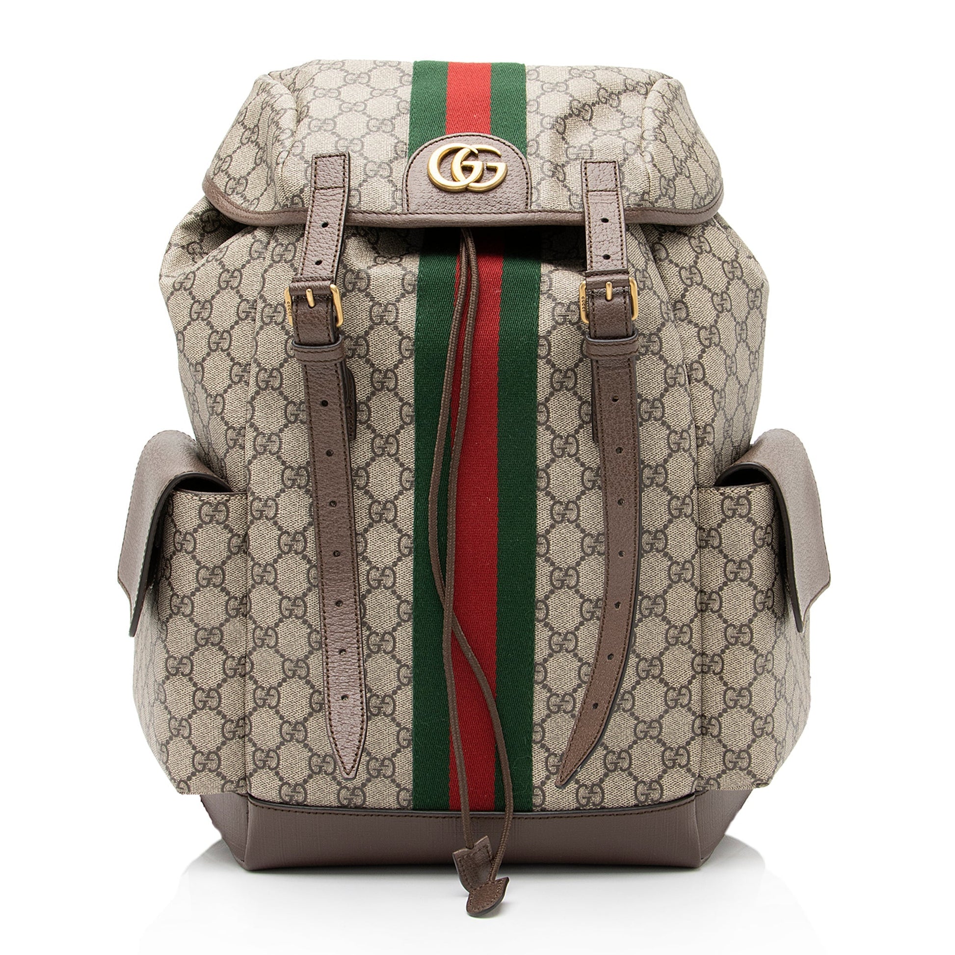 Gucci GG Supreme Ophidia Backpack SHF Leather Canvas Nylon Brown Shoulder Bag