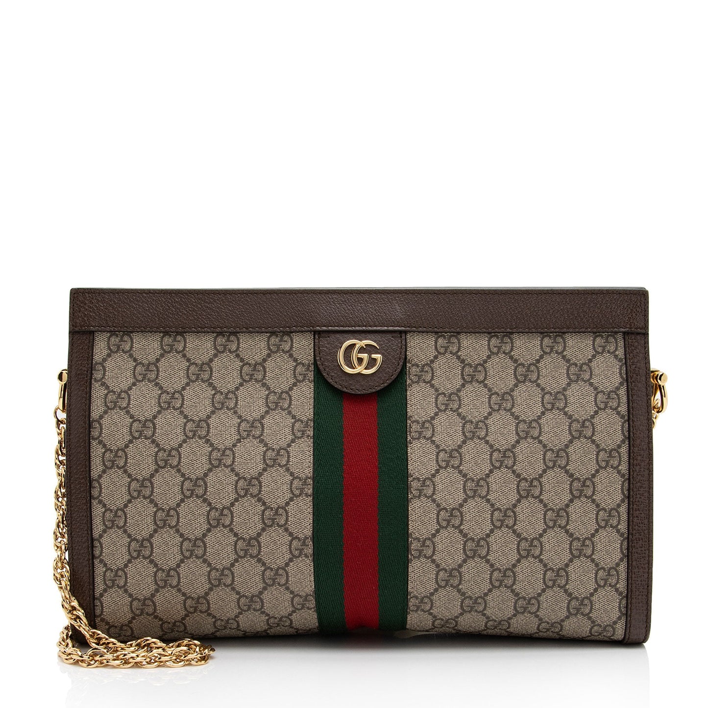 Gucci GG Supreme Ophidia Chain SHF-Z Leather Canvas Nylon Brown Shoulder Bag