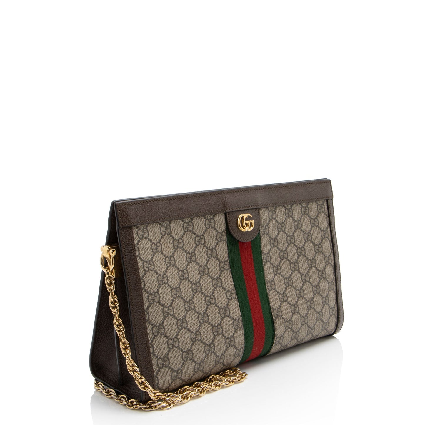 Gucci GG Supreme Ophidia Chain Leather Canvas Nylon Brown Shoulder Bag Shf Upytj6