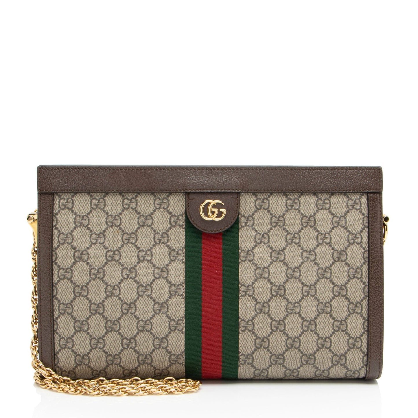 Gucci GG Supreme Ophidia Chain Leather Canvas Nylon Brown Shoulder Bag Shoulder Bag