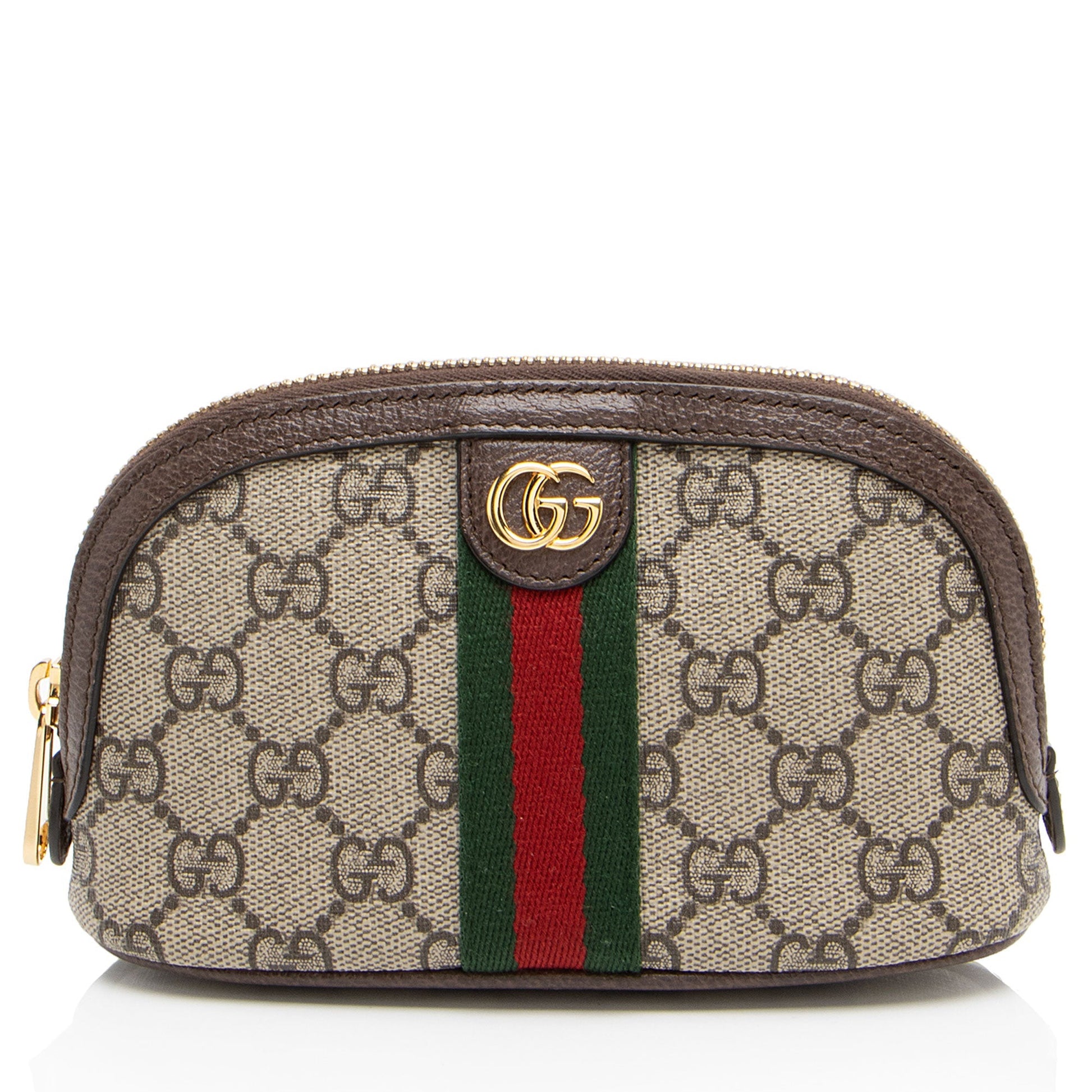 Gucci GG Supreme Ophidia Cosmetic Case Leather Canvas Nylon Brown Handbag Cosmetic Case