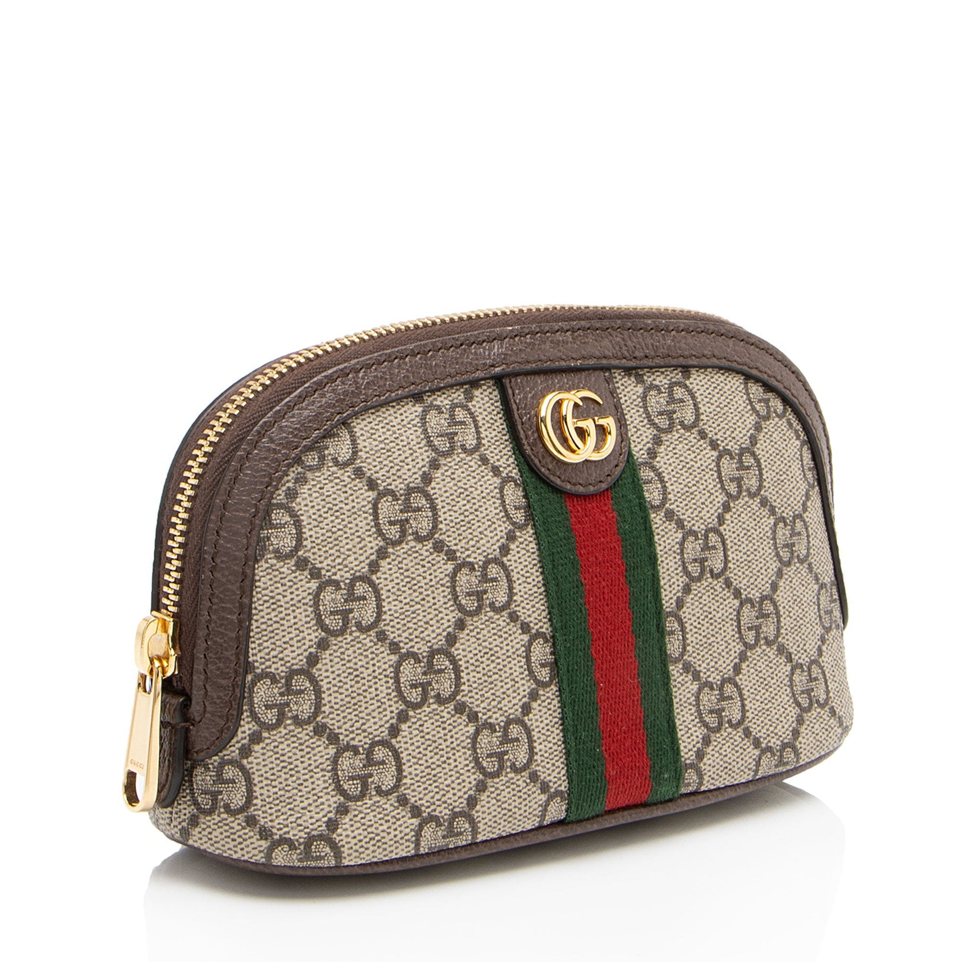 Gucci GG Supreme Ophidia Cosmetic Case Leather Canvas Nylon Brown Handbag Cosmetic Case