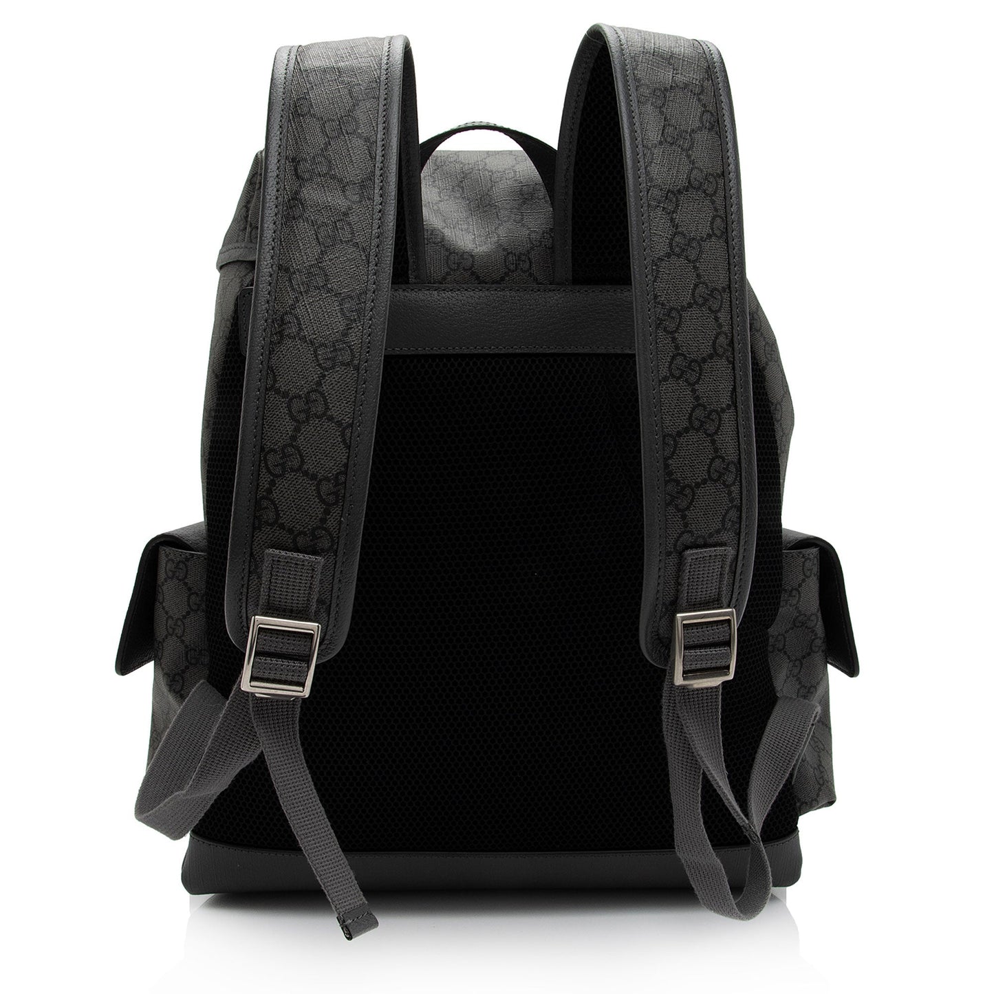 Gucci GG Supreme Ophidia Flap Backpack Leather Canvas Nylon Grey Shoulder Bag
