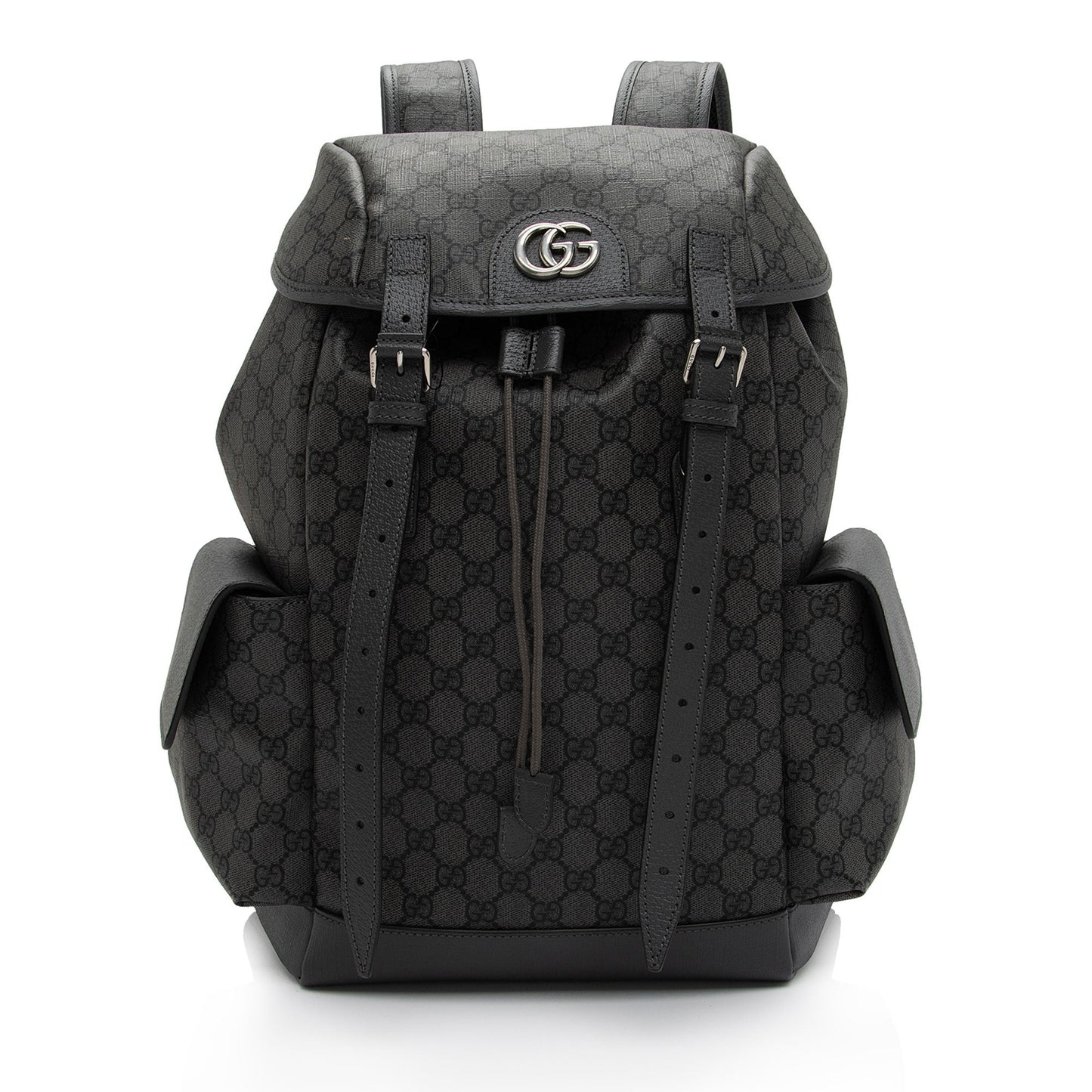 Gucci GG Supreme Ophidia Flap Backpack Leather Canvas Nylon Grey Shoulder Bag