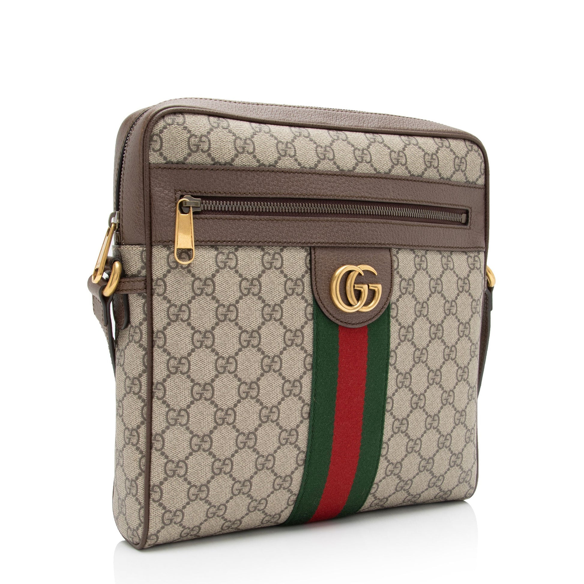 Gucci GG Supreme Ophidia Messenger SHF-0tr2XT Leather Canvas Nylon Brown Shoulder Bag