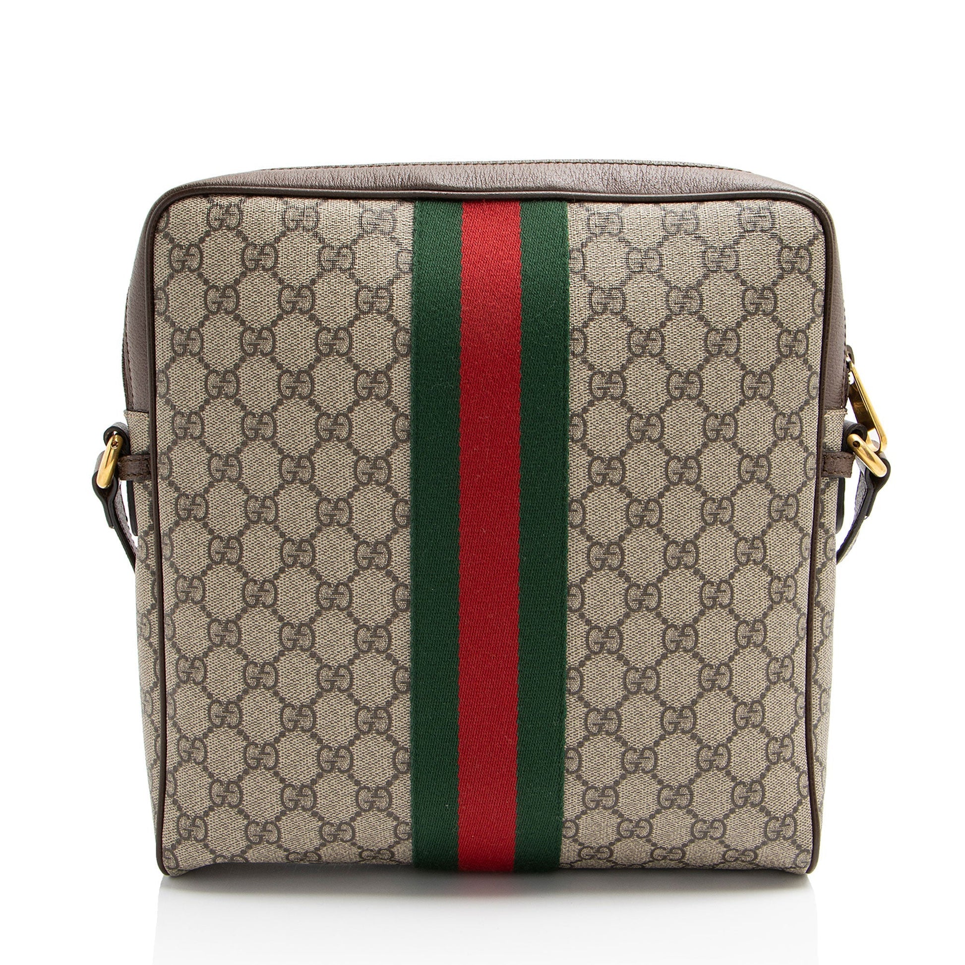 Gucci GG Supreme Ophidia Messenger Leather Canvas Nylon Brown Shoulder Bag Shf 12Cjlp