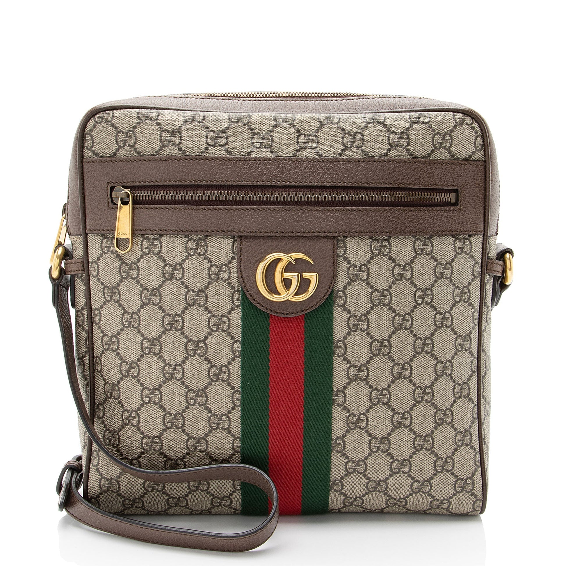 Gucci GG Supreme Ophidia Messenger Leather Canvas Nylon Beige Shoulder Bag
