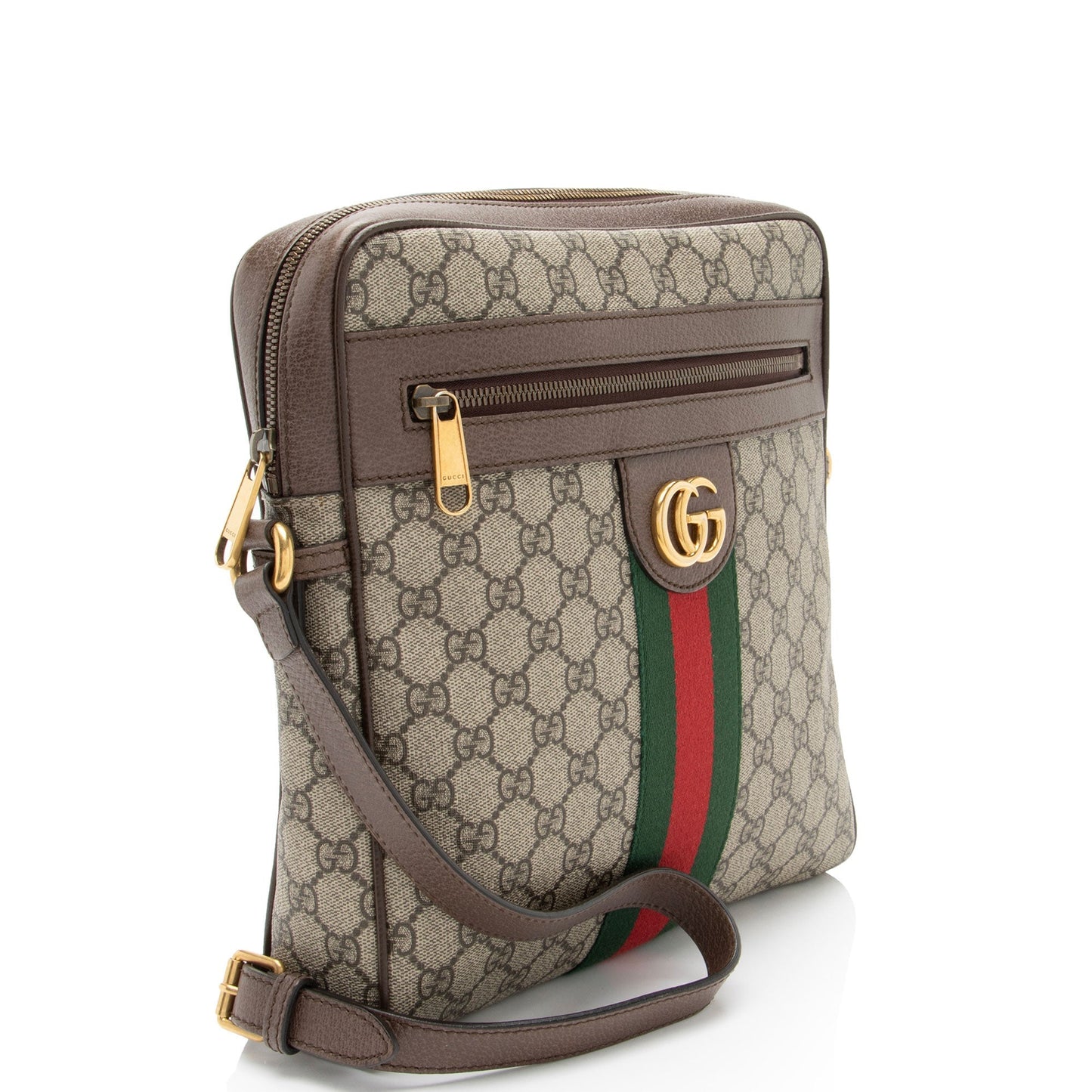 Gucci GG Supreme Ophidia Messenger Leather Canvas Nylon Beige Shoulder Bag