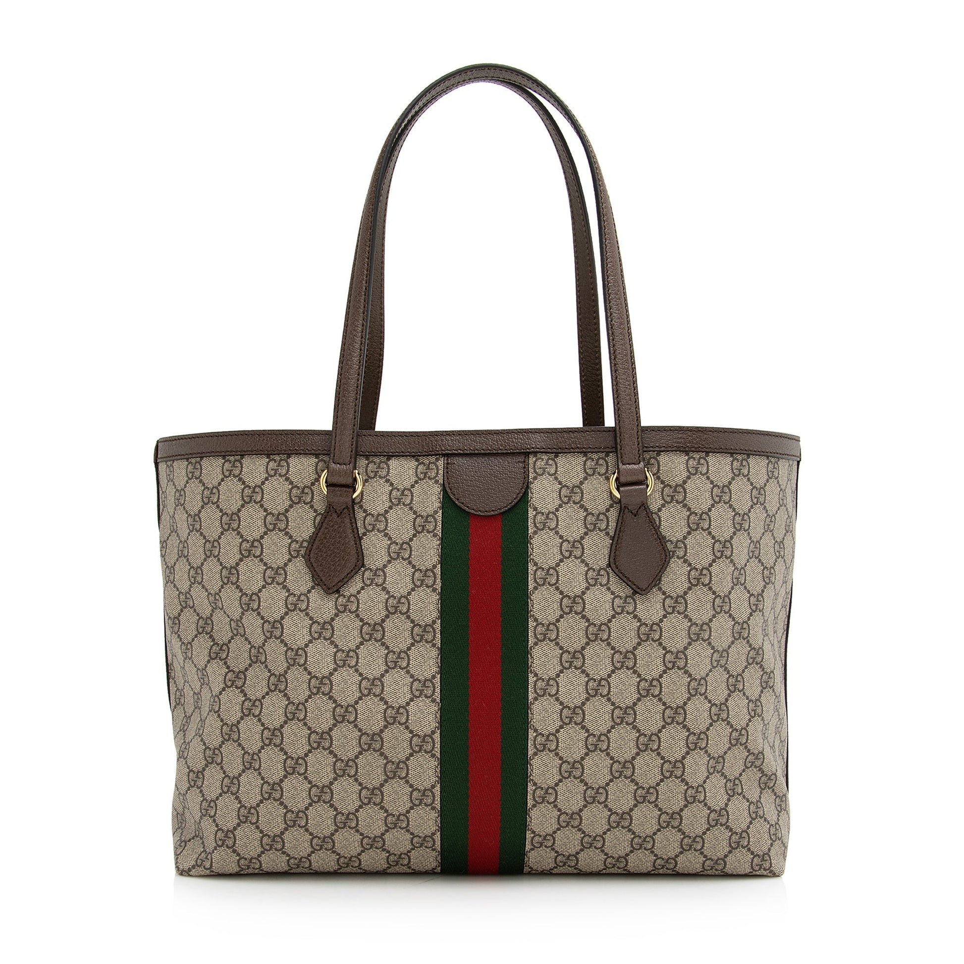 Gucci GG Supreme Ophidia Shopping SHF Leather Canvas Nylon Brown Tote Bag Tote Shf