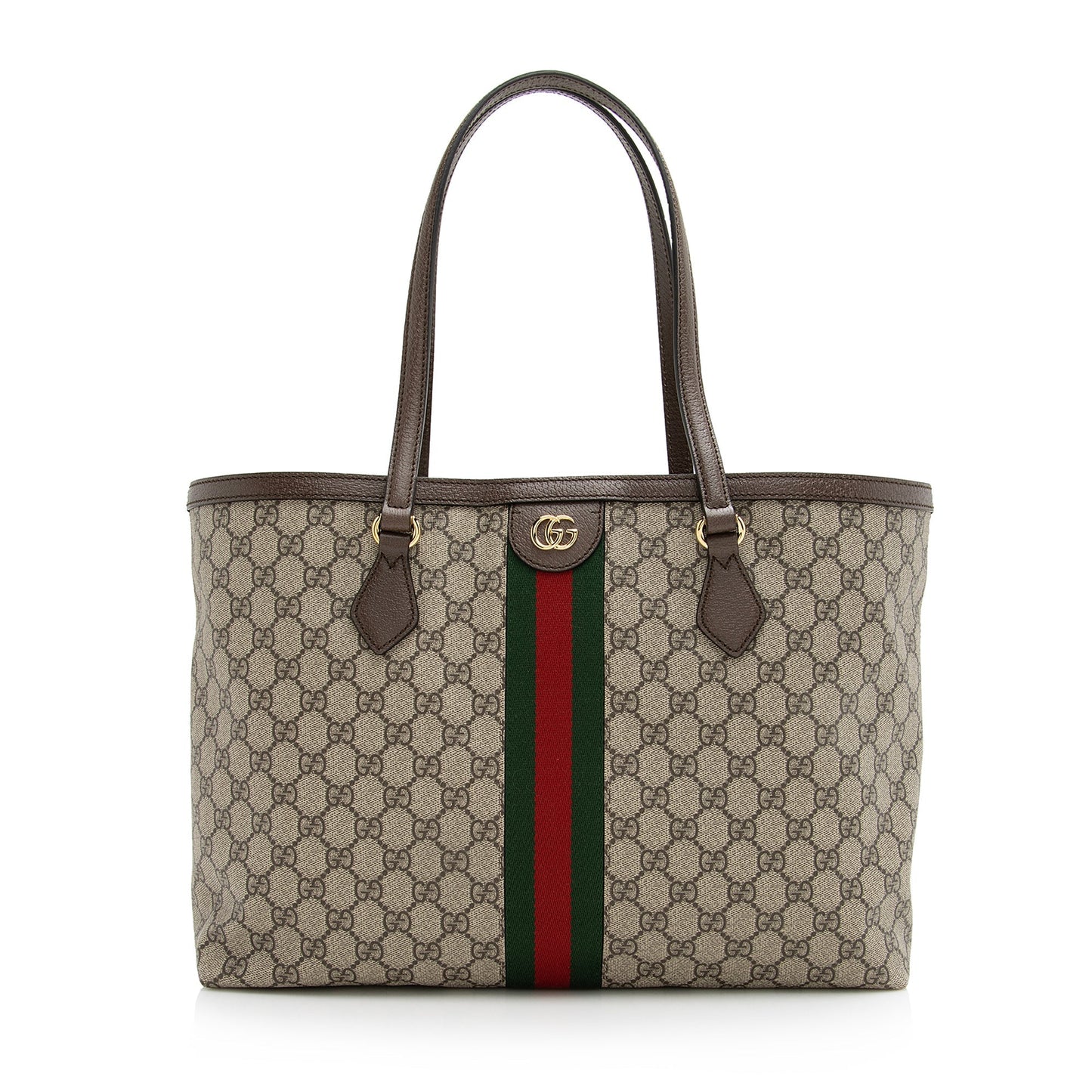 Gucci GG Supreme Ophidia Shopping SHF Leather Canvas Nylon Brown Tote Bag Tote Shf