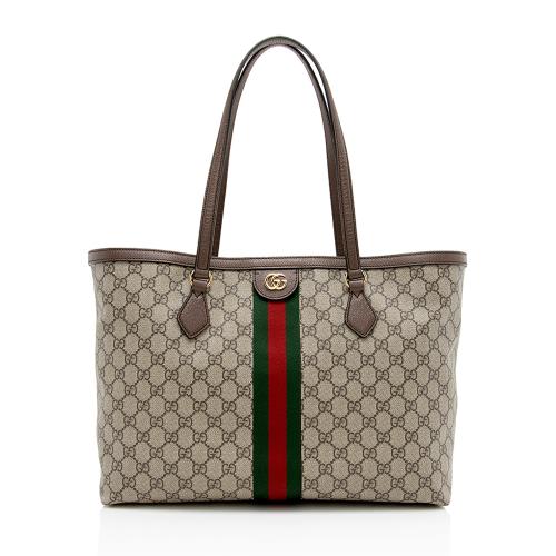 Gucci GG Supreme Ophidia Shopping SHF-mxFgXf Leather Canvas Nylon Brown Tote Bag