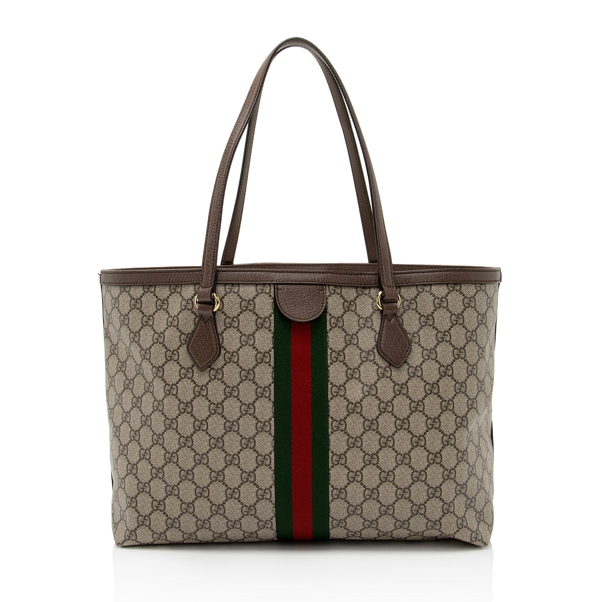 Gucci GG Supreme Ophidia Shopping SHF-yZAR3z Leather Canvas Nylon Brown Tote Bag