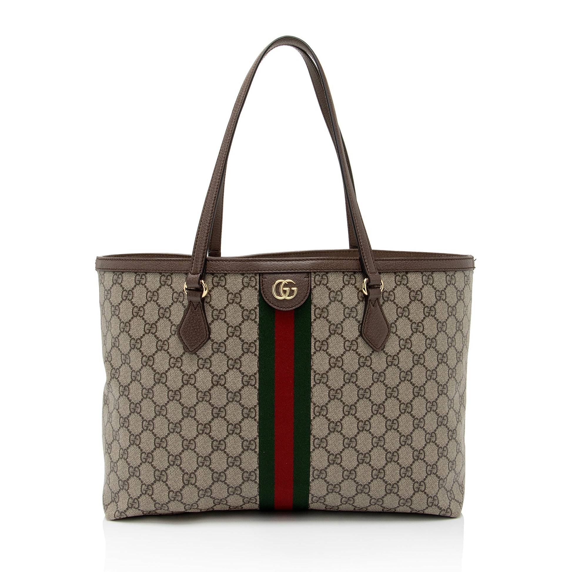 Gucci GG Supreme Ophidia Shopping SHF-yZAR3z Leather Canvas Nylon Brown Tote Bag