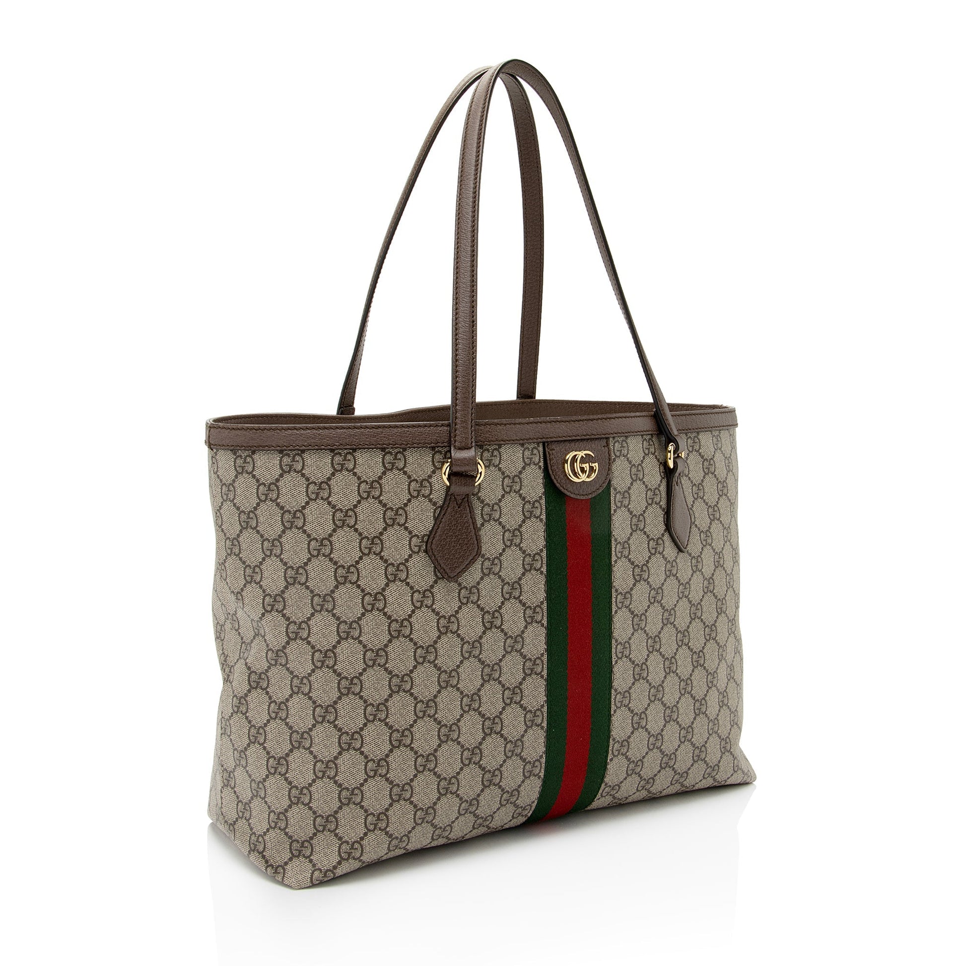 Gucci GG Supreme Ophidia Shopping SHF-yZAR3z Leather Canvas Nylon Brown Tote Bag