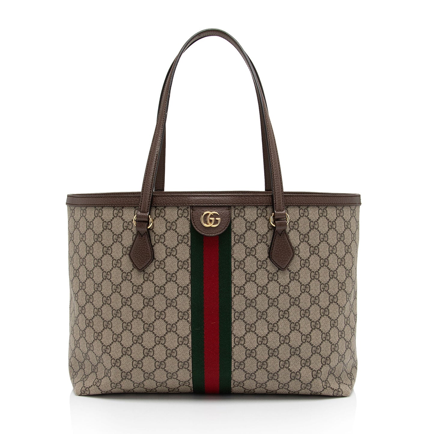 Gucci GG Supreme Ophidia Shopping SHF-ZMdf0x Leather Canvas Nylon Brown Tote Bag