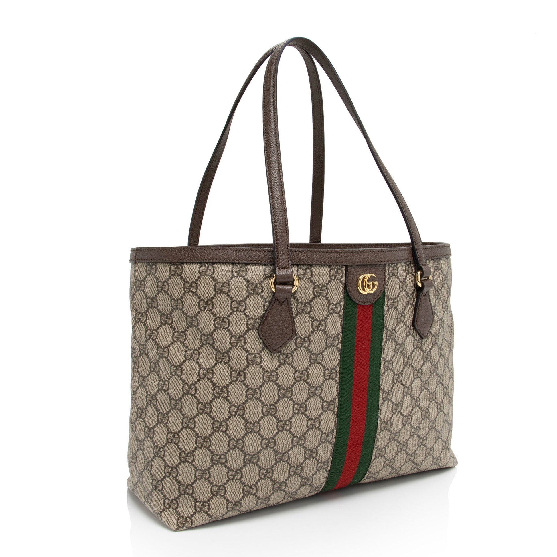 Gucci GG Supreme Ophidia Shopping SHF-E1rgYn Leather Canvas Nylon Brown Tote Bag