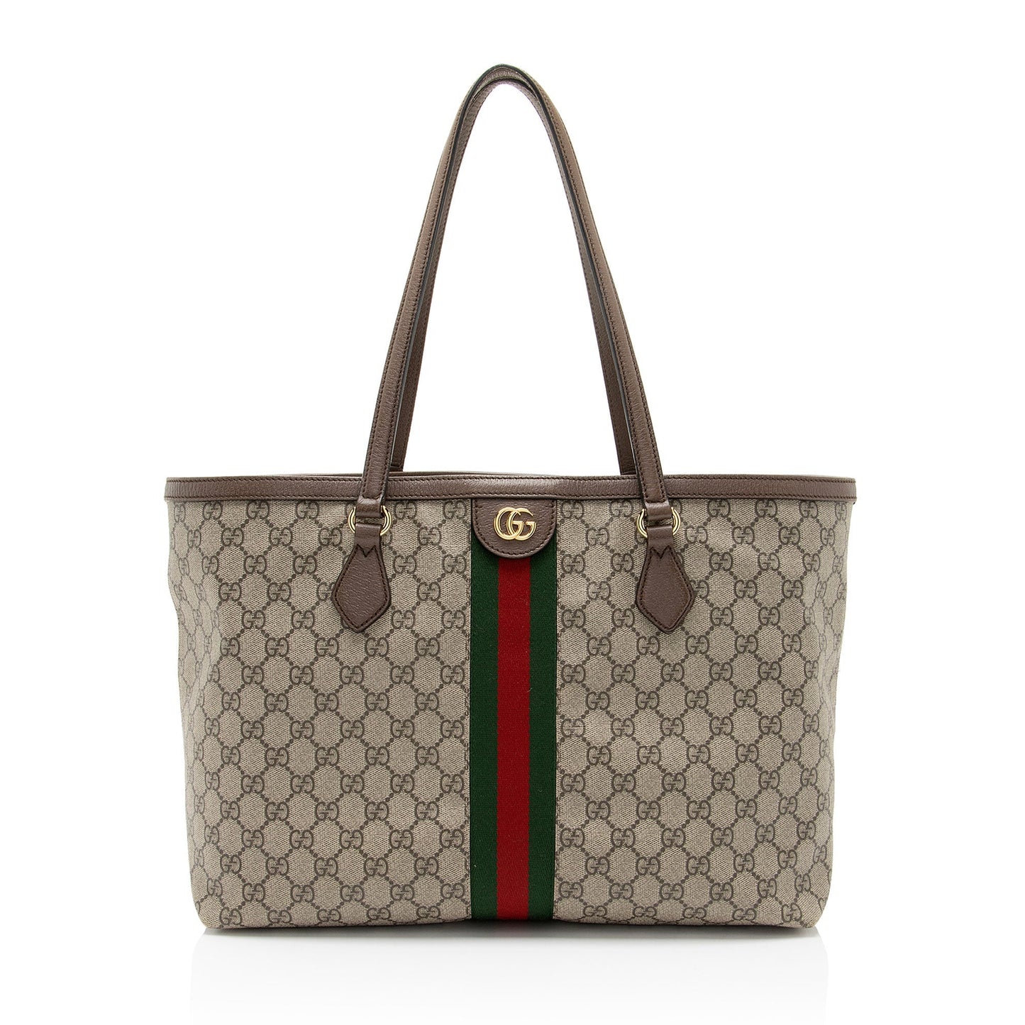 Gucci GG Supreme Ophidia Shopping Leather Canvas Nylon Brown Tote Bag