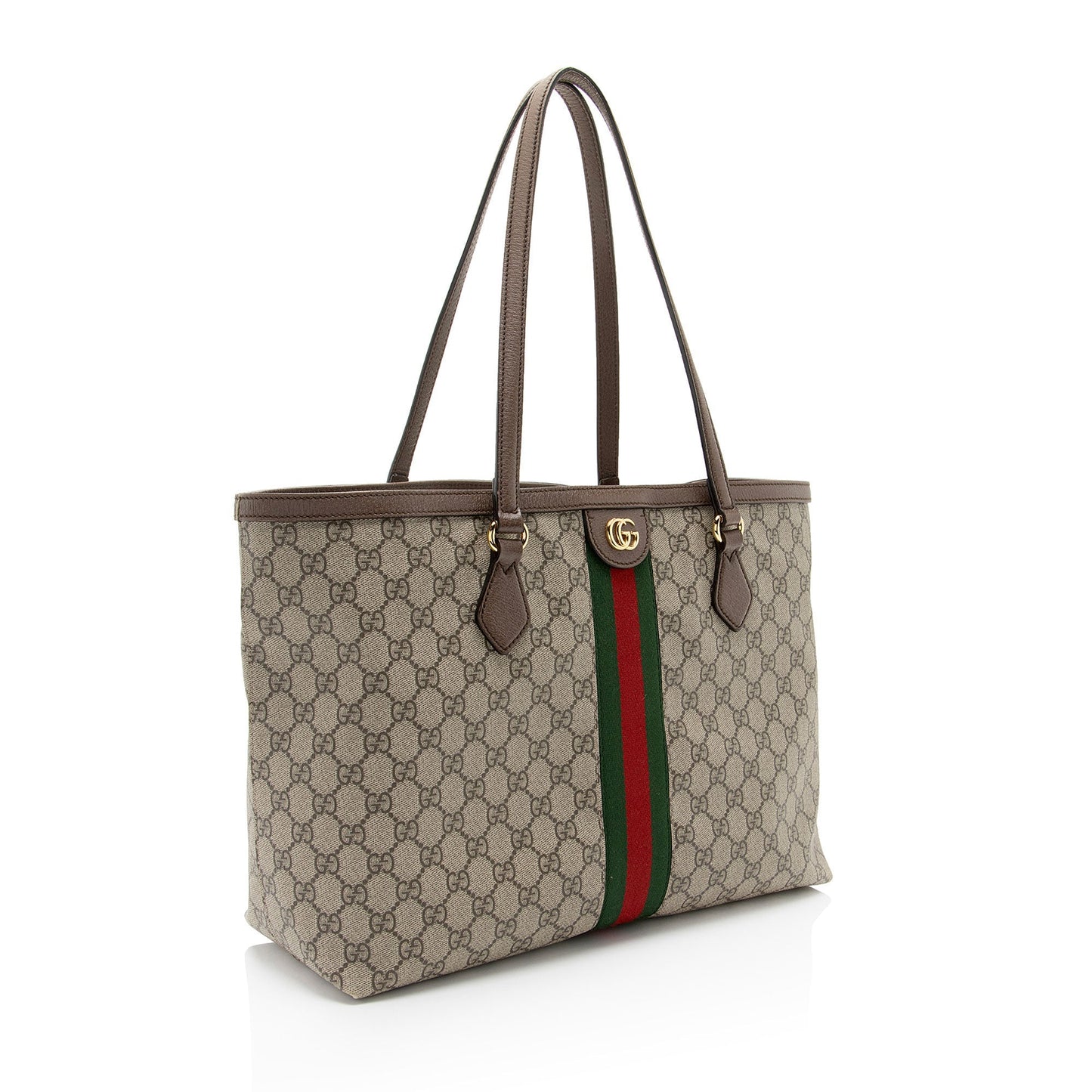 Gucci GG Supreme Ophidia Shopping Leather Canvas Nylon Brown Tote Bag