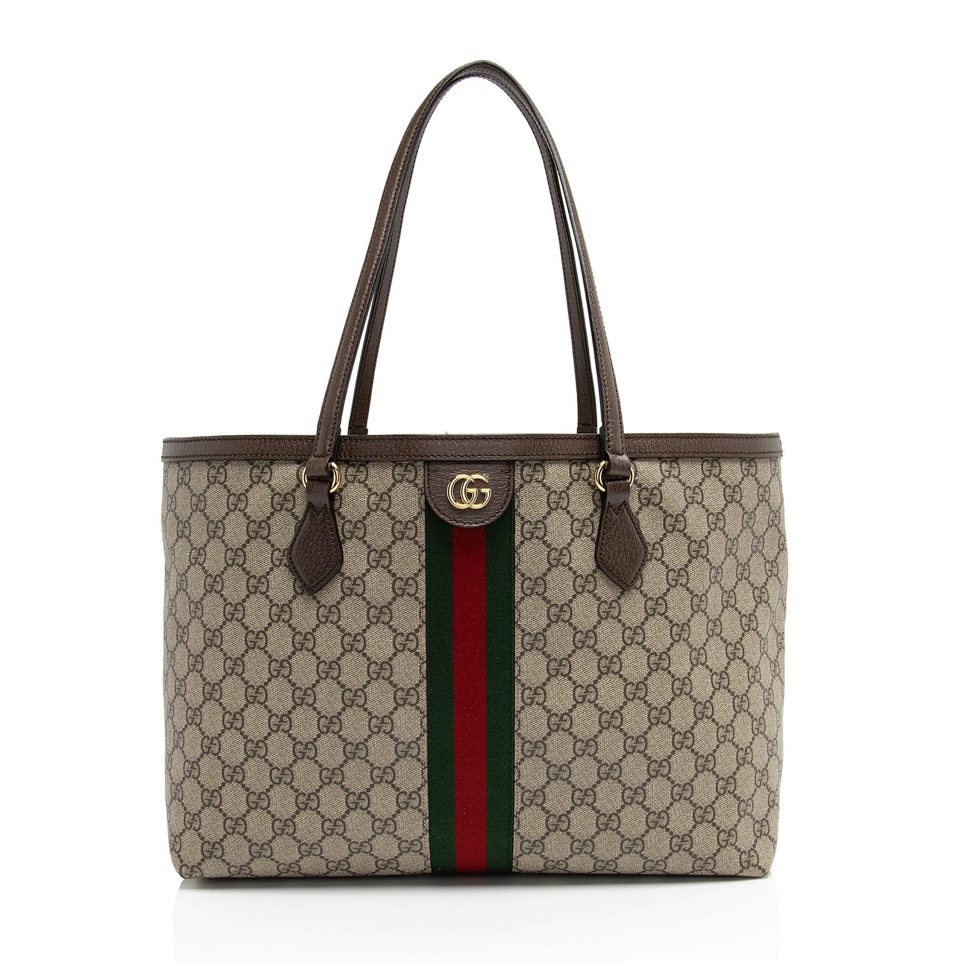 Gucci GG Supreme Ophidia Shopping SHF-YyxVQ9 Leather Canvas Brown Beige Tote Bag