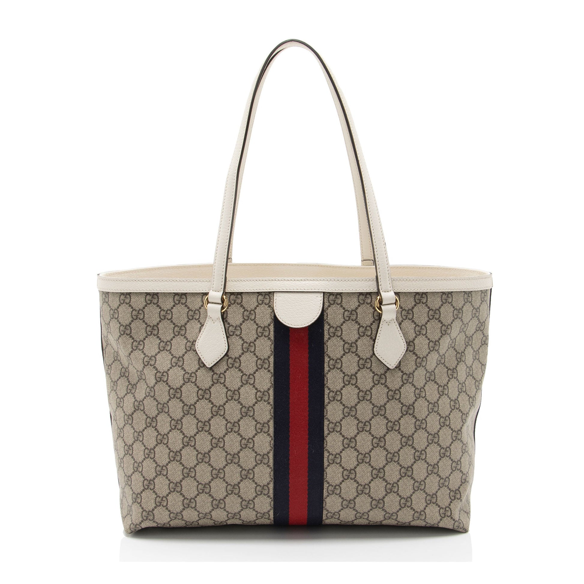 Gucci GG Supreme Ophidia Shopping SHF-Zve3O2 Leather Canvas Nylon White Tote Bag