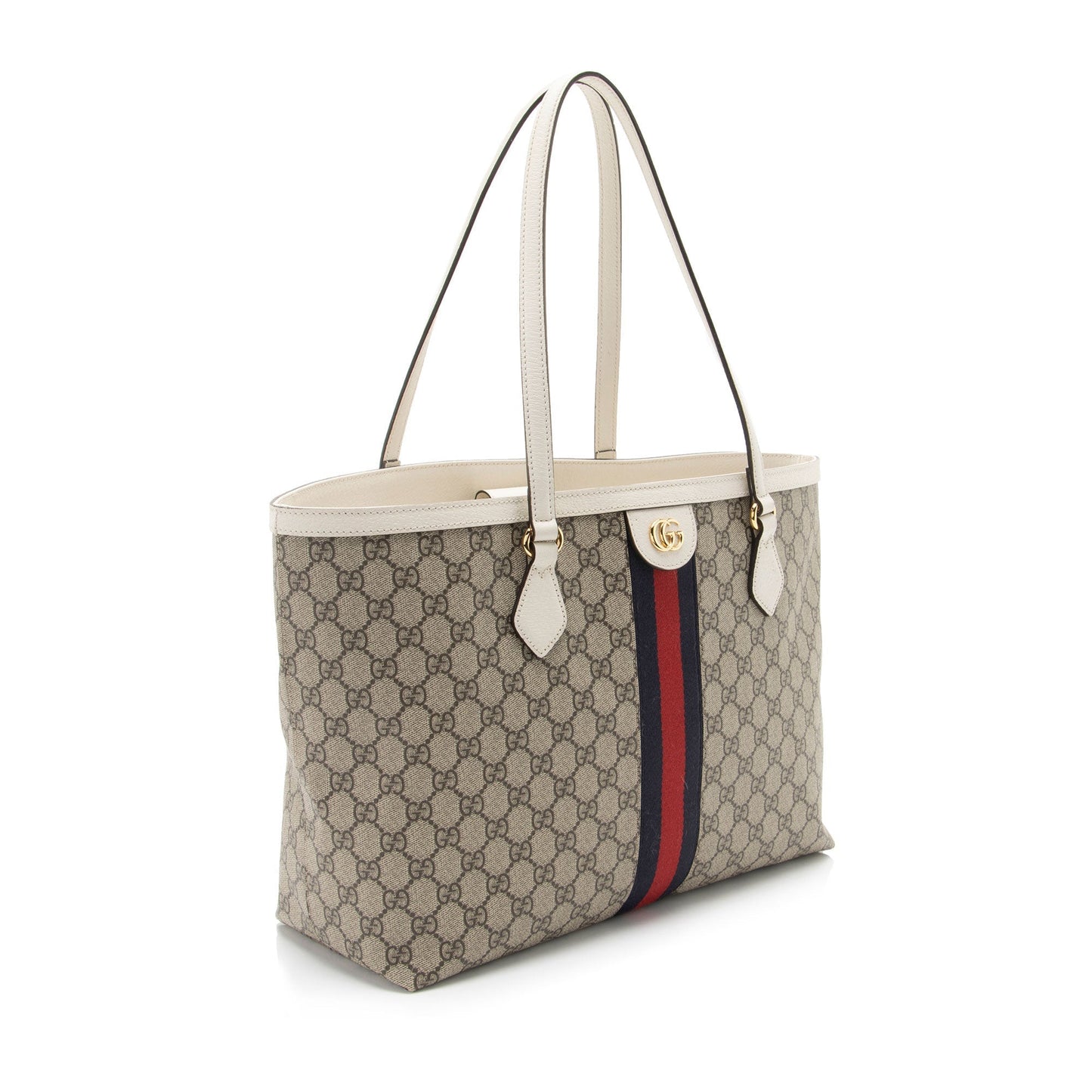 Gucci GG Supreme Ophidia Shopping SHF-Zve3O2 Leather Canvas Nylon White Tote Bag