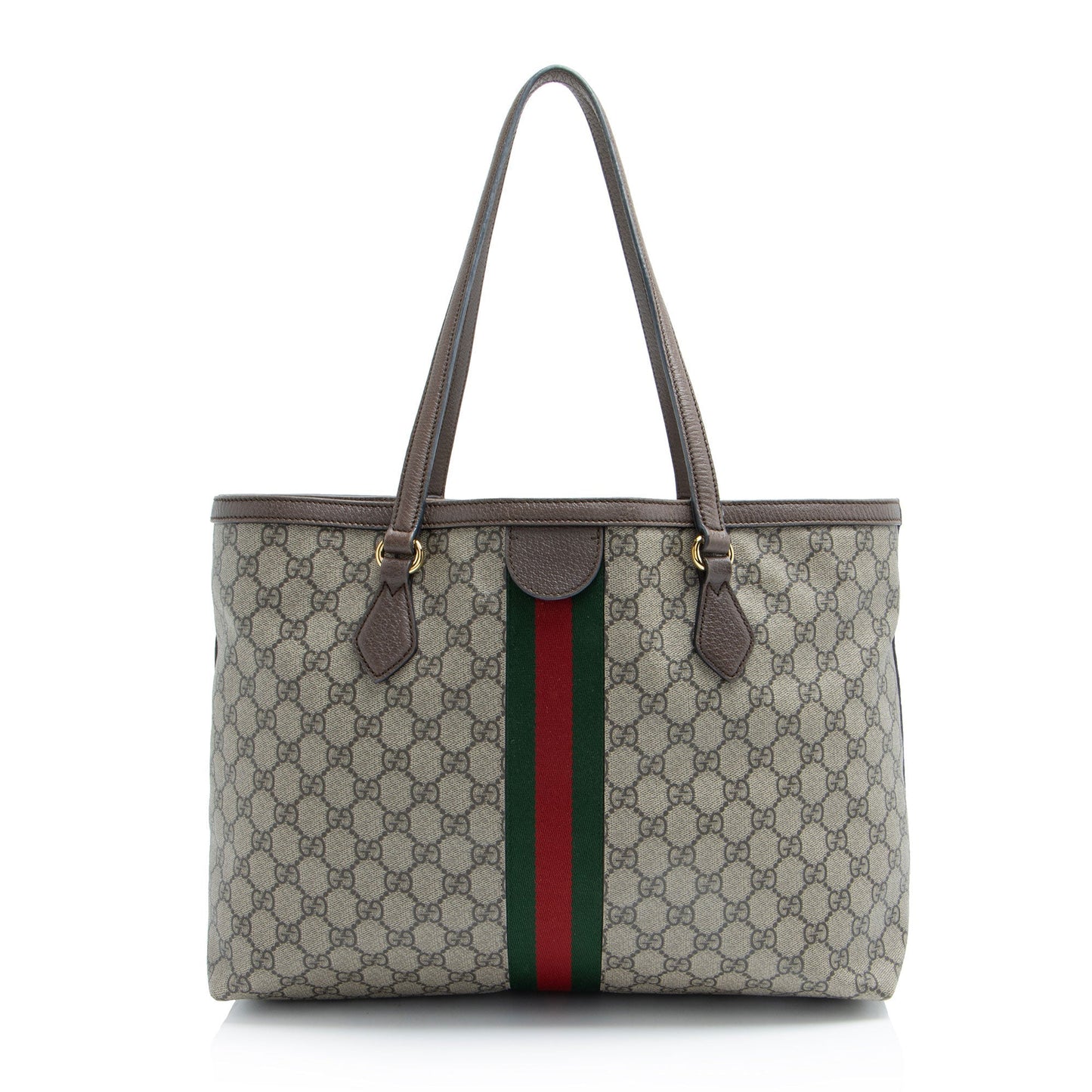 Gucci GG Supreme Ophidia Shopping Leather Canvas Brown Beige Tote Bag