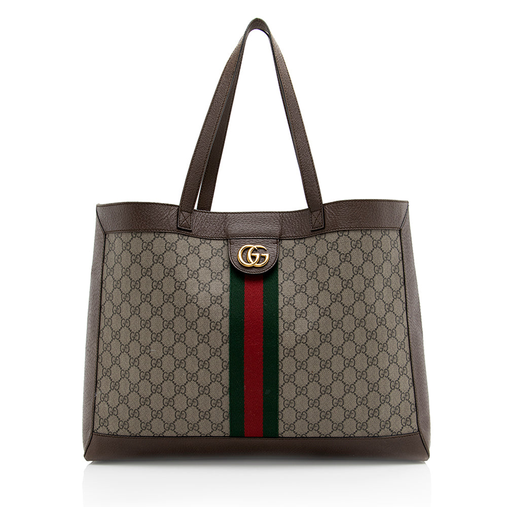 Gucci GG Supreme Ophidia Soft SHF Leather Canvas Nylon Brown Tote Bag 3