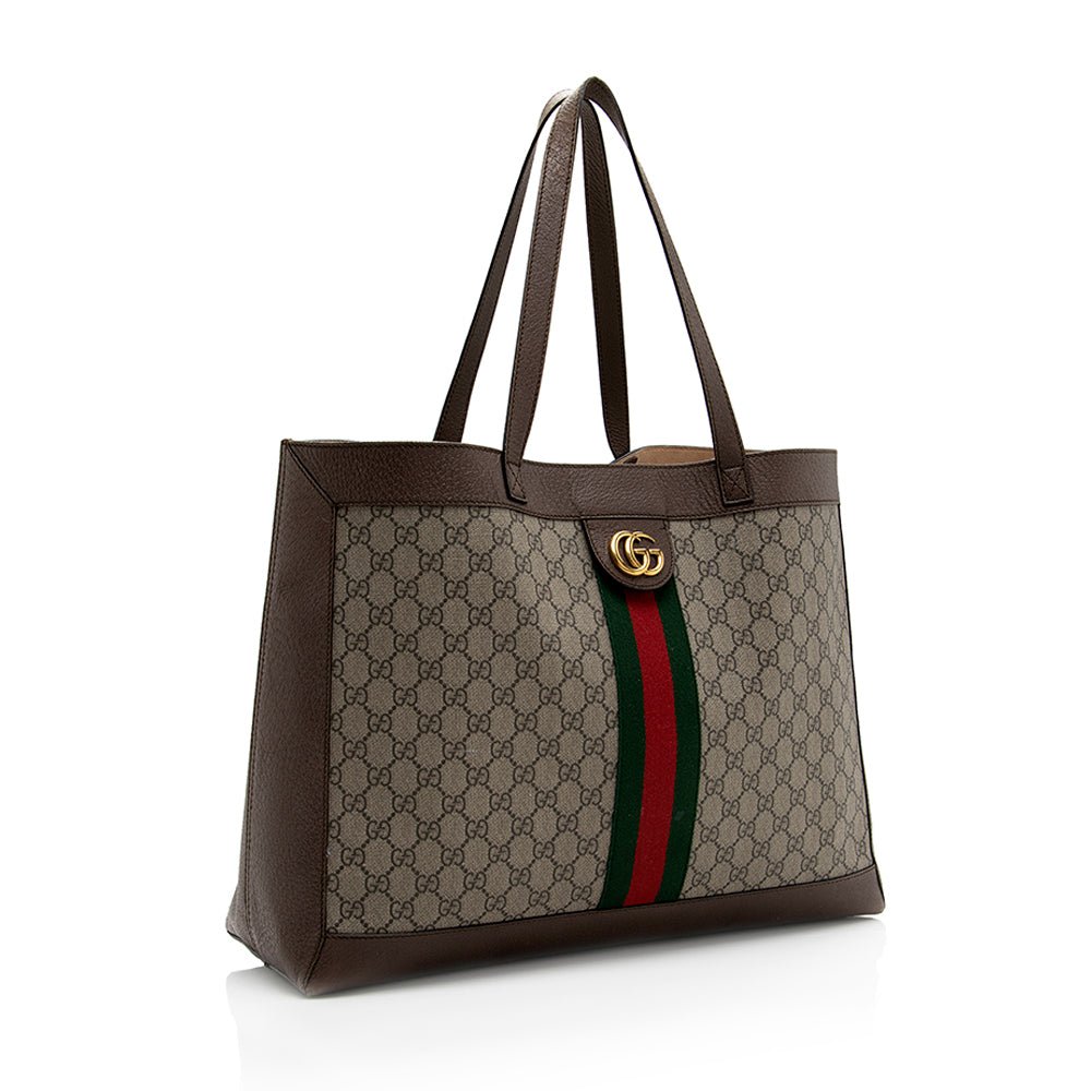 Gucci GG Supreme Ophidia Soft SHF Leather Canvas Nylon Brown Tote Bag 3