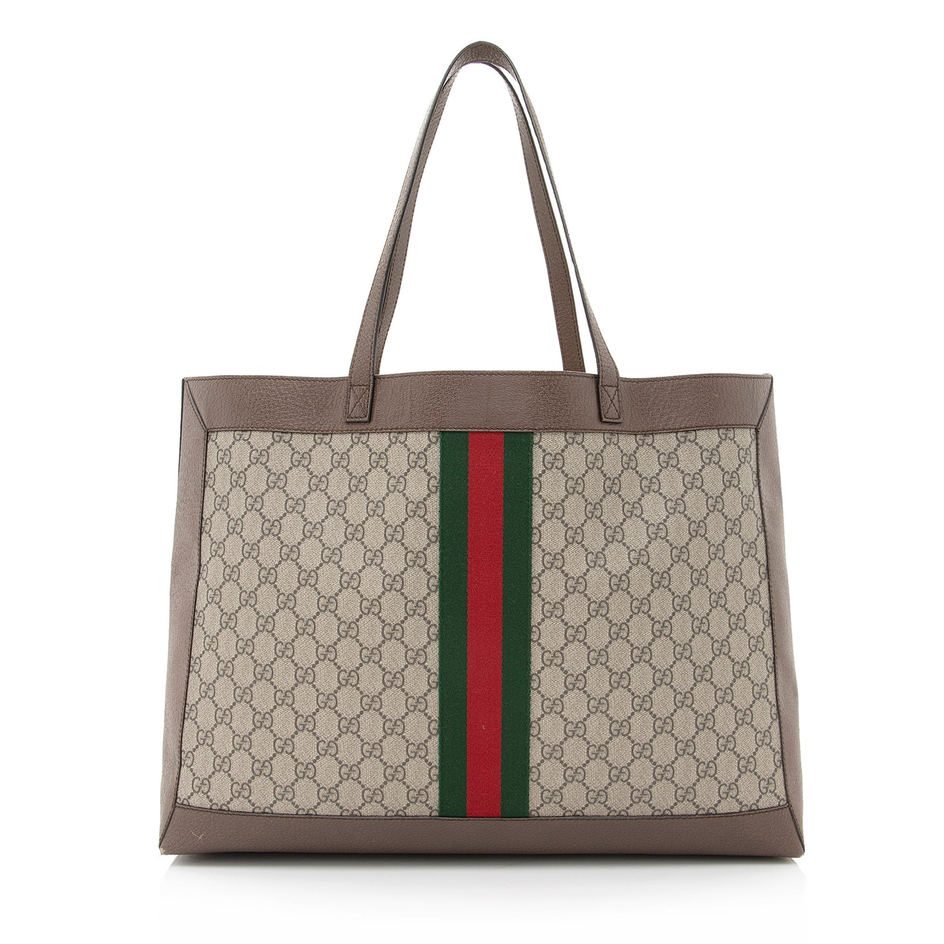 Gucci GG Supreme Ophidia Soft SHF Leather Canvas Nylon Brown Tote Bag Tote Shf