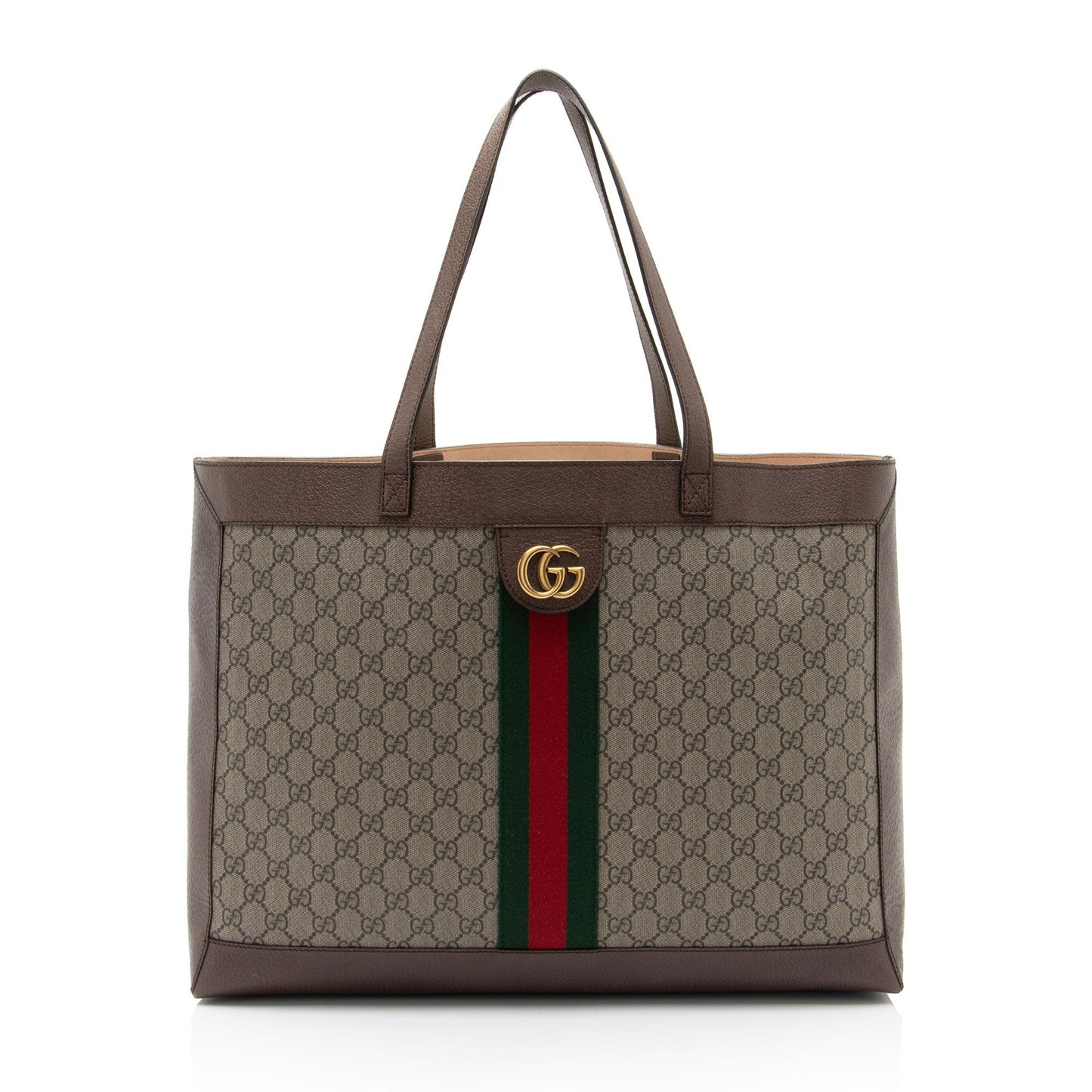 Gucci GG Supreme Ophidia Soft SHF-Di8TWC Leather Canvas Nylon Brown Tote Bag