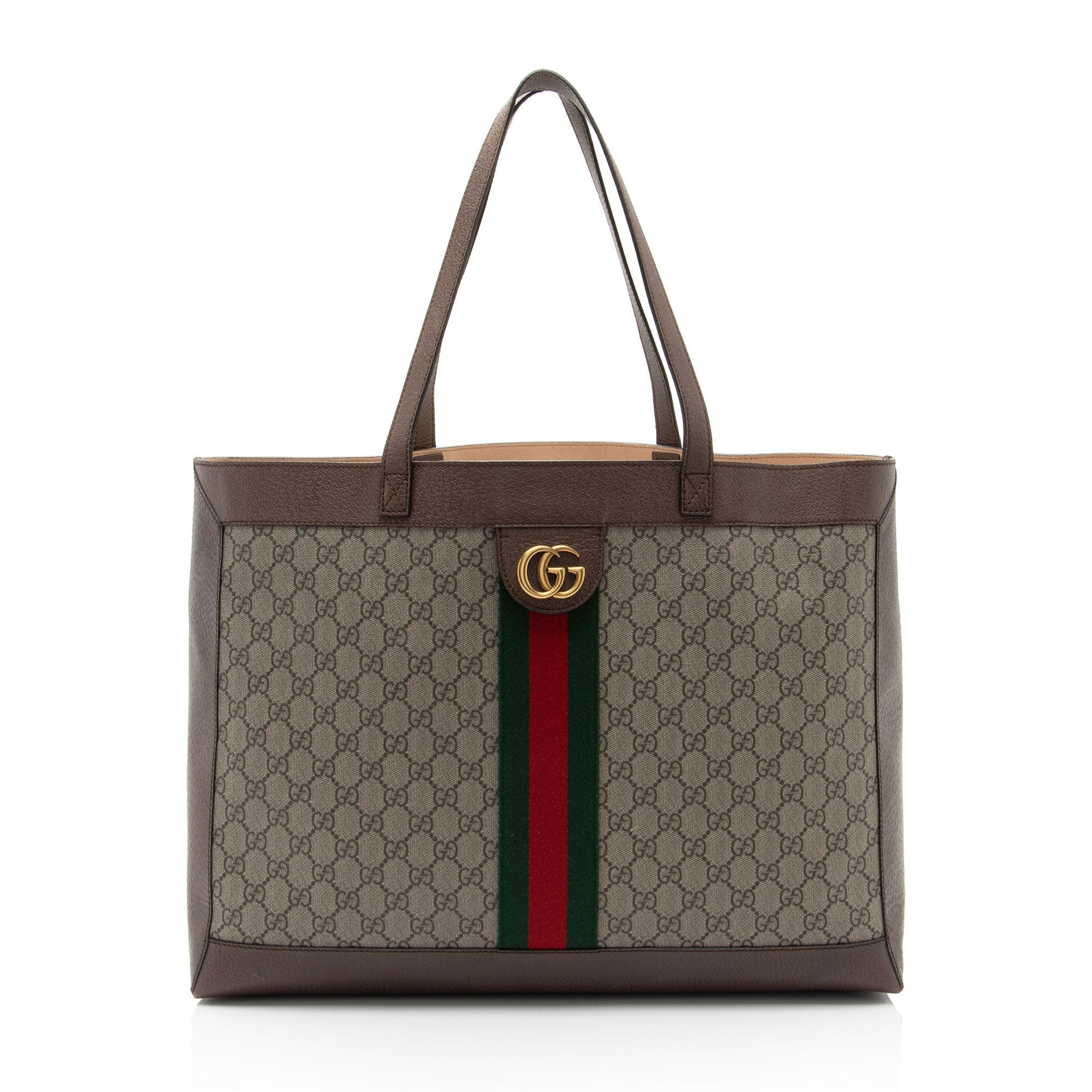 Gucci GG Supreme Ophidia Soft SHF-Di8TWC Leather Canvas Nylon Brown Tote Bag