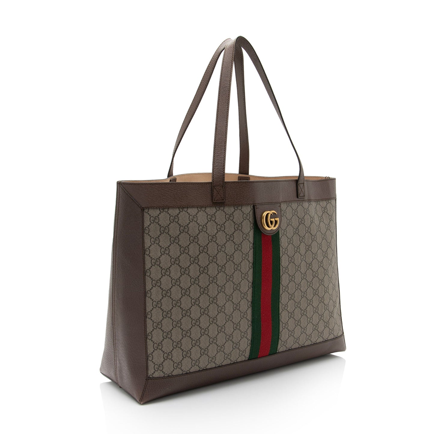 Gucci GG Supreme Ophidia Soft SHF-Di8TWC Leather Canvas Nylon Brown Tote Bag
