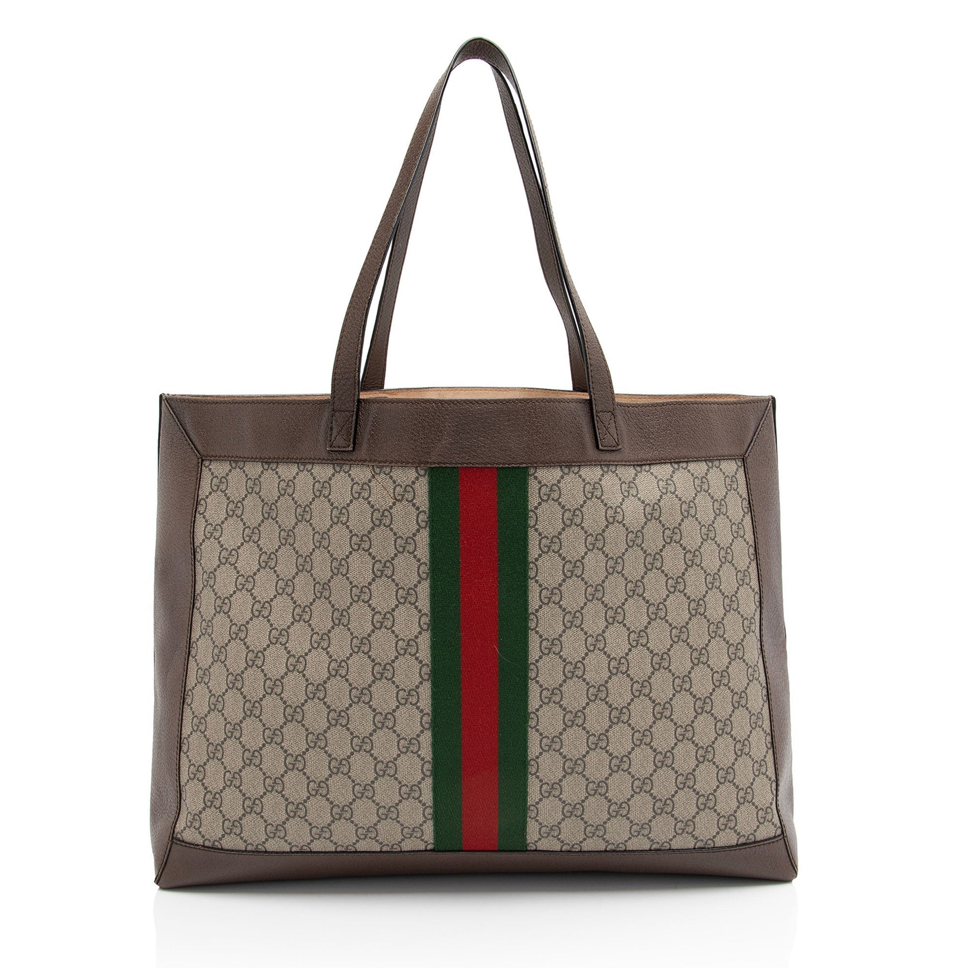 Gucci GG Supreme Ophidia Soft SHF-VSoB9m Leather Canvas Nylon Brown Tote Bag