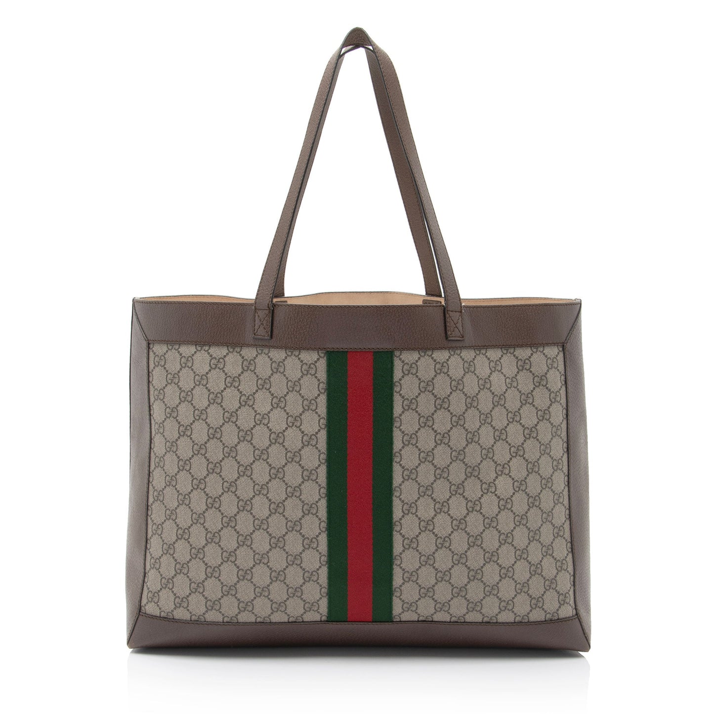 Gucci GG Supreme Ophidia Soft SHF-TCntMN Leather Canvas Nylon Brown Tote Bag