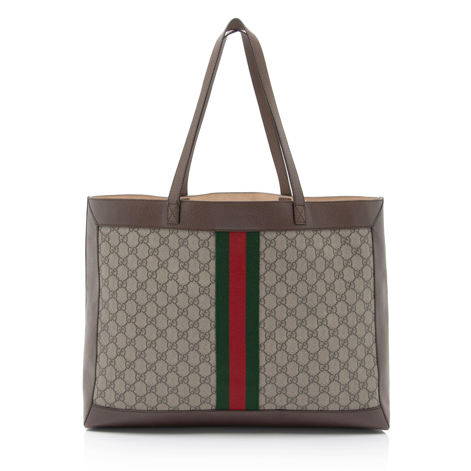Gucci GG Supreme Ophidia Soft SHF-TCntMN Leather Canvas Nylon Brown Tote Bag