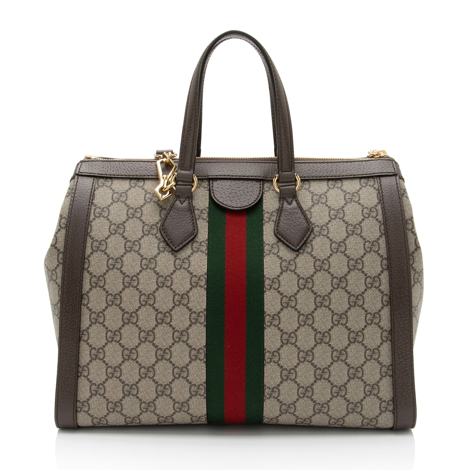 Gucci GG Supreme Ophidia SHF-OYI31D Leather Canvas Nylon Brown Tote Bag