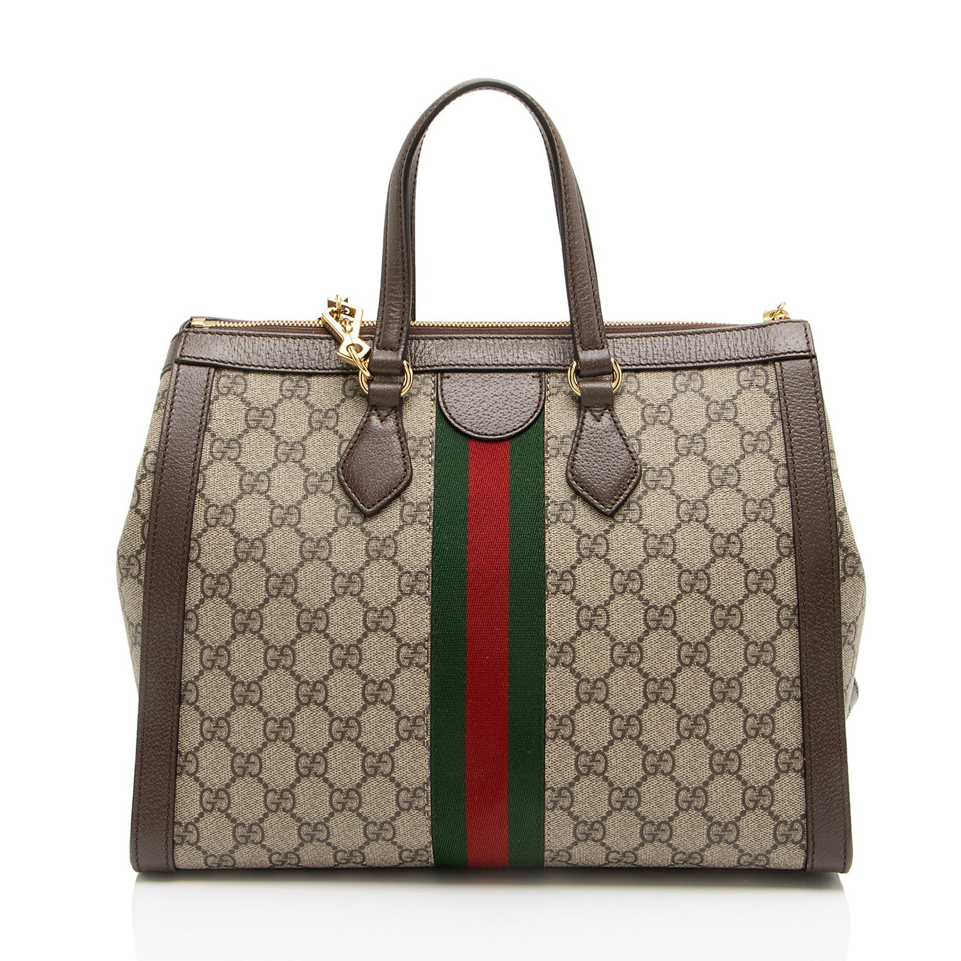 Gucci GG Supreme Ophidia Leather Canvas Nylon Beige Tote Bag Tote 1