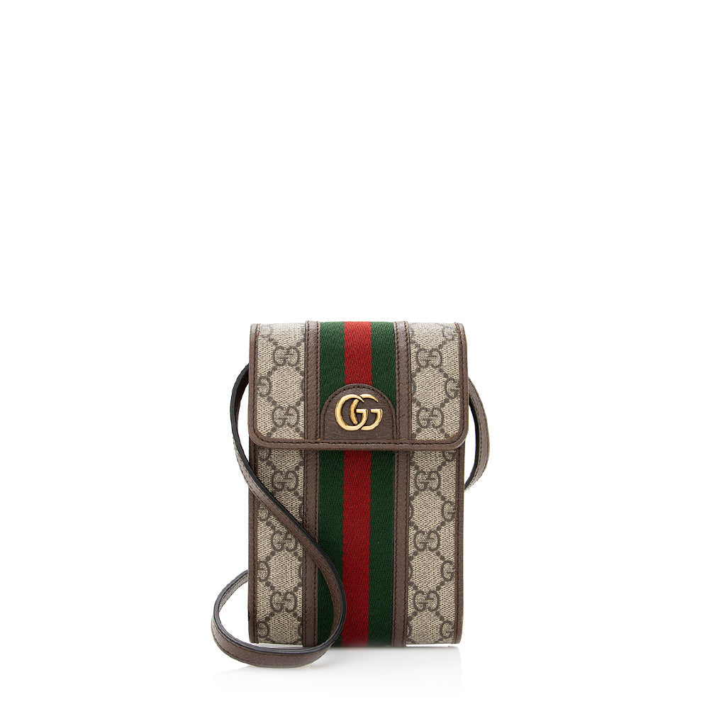 Gucci GG Supreme Ophidia SHF Leather Canvas Nylon Brown Crossbody Bag