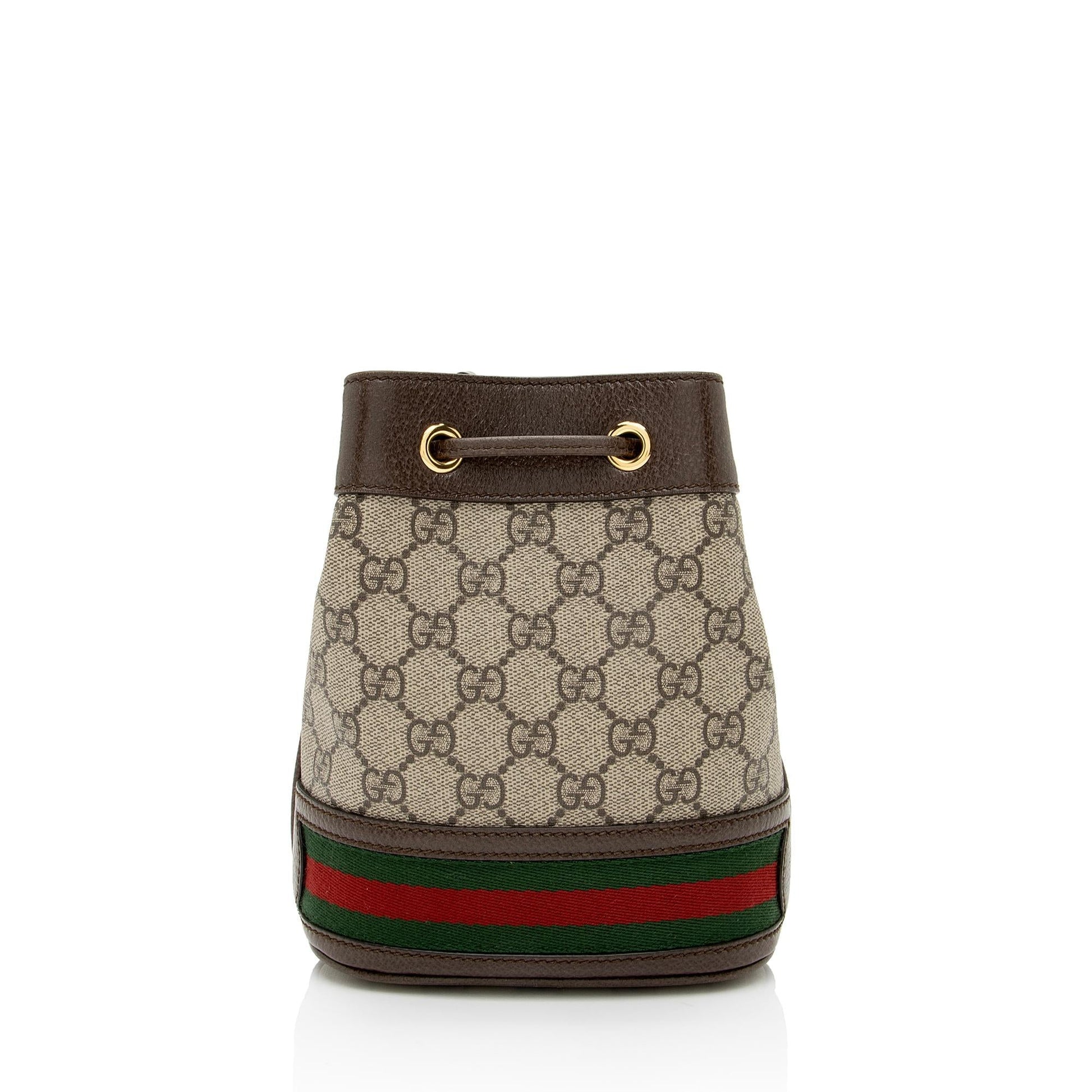 Gucci GG Supreme Ophidia Bucket SHF-OFHGs0 Leather Canvas Nylon Brown Crossbody Bag