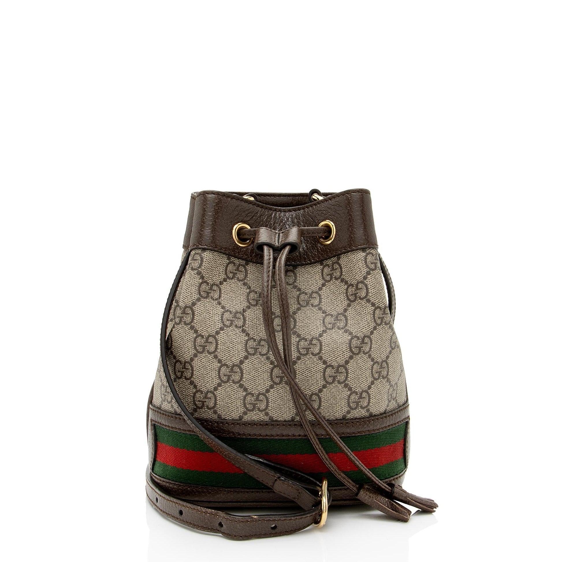 Gucci GG Supreme Ophidia Bucket SHF-OFHGs0 Leather Canvas Nylon Brown Crossbody Bag