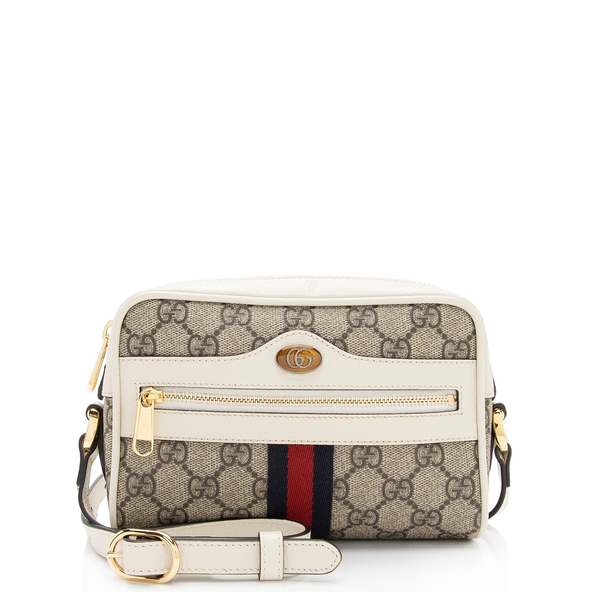 Gucci GG Supreme Ophidia SHF-GxL2JB Leather Canvas Nylon White Crossbody Bag