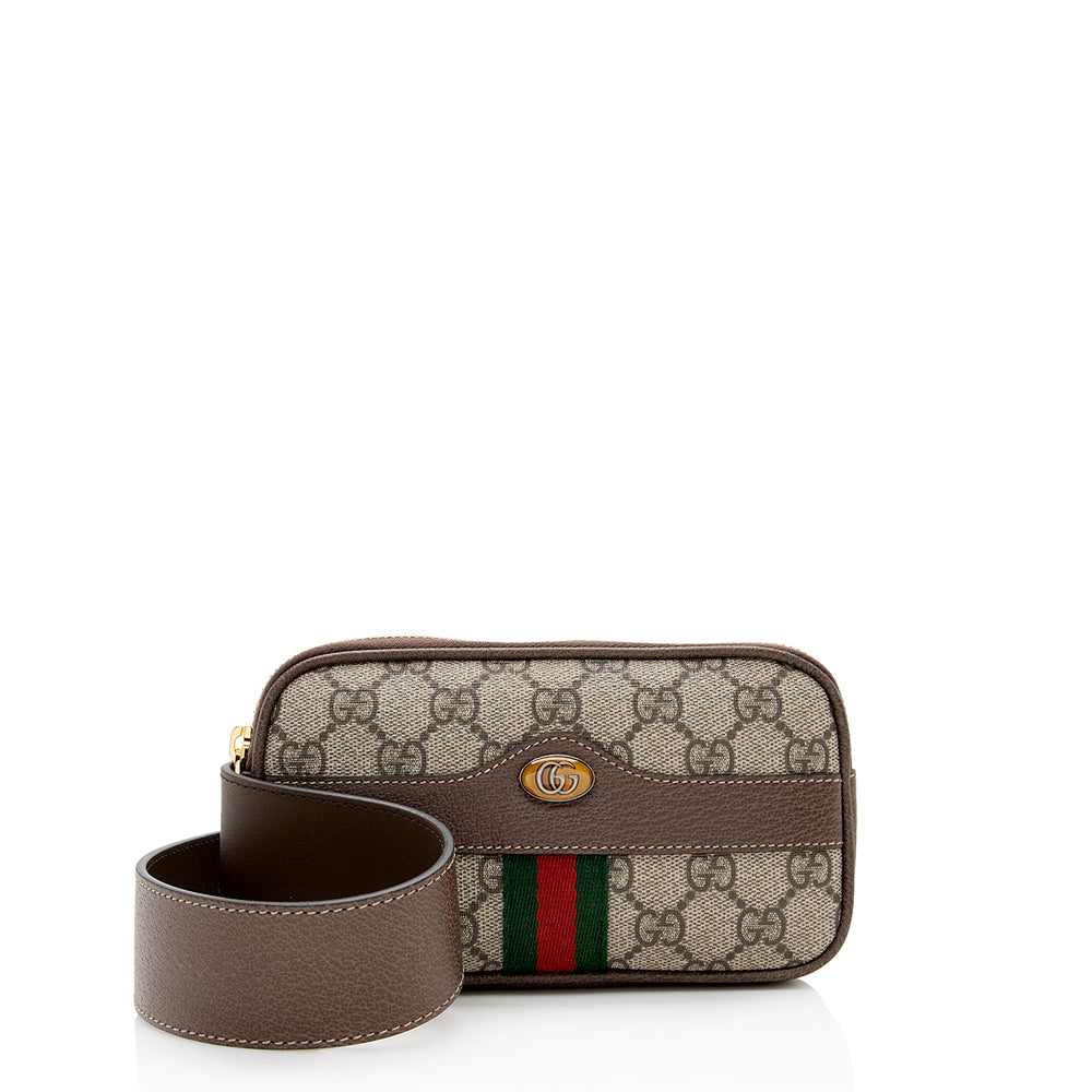 Gucci GG Supreme Ophidia Phone Case Leather Canvas Nylon Brown Accessory