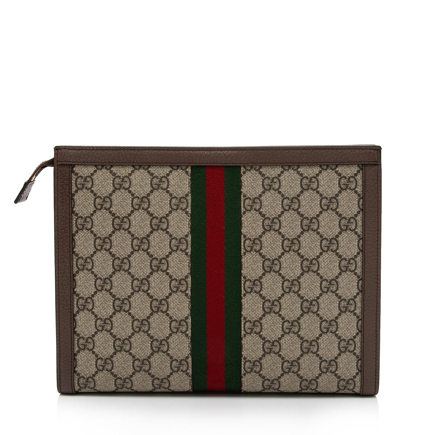 Gucci GG Supreme Ophidia Pouch SHF-KSvN5n Leather Canvas Nylon Brown Clutch Bag