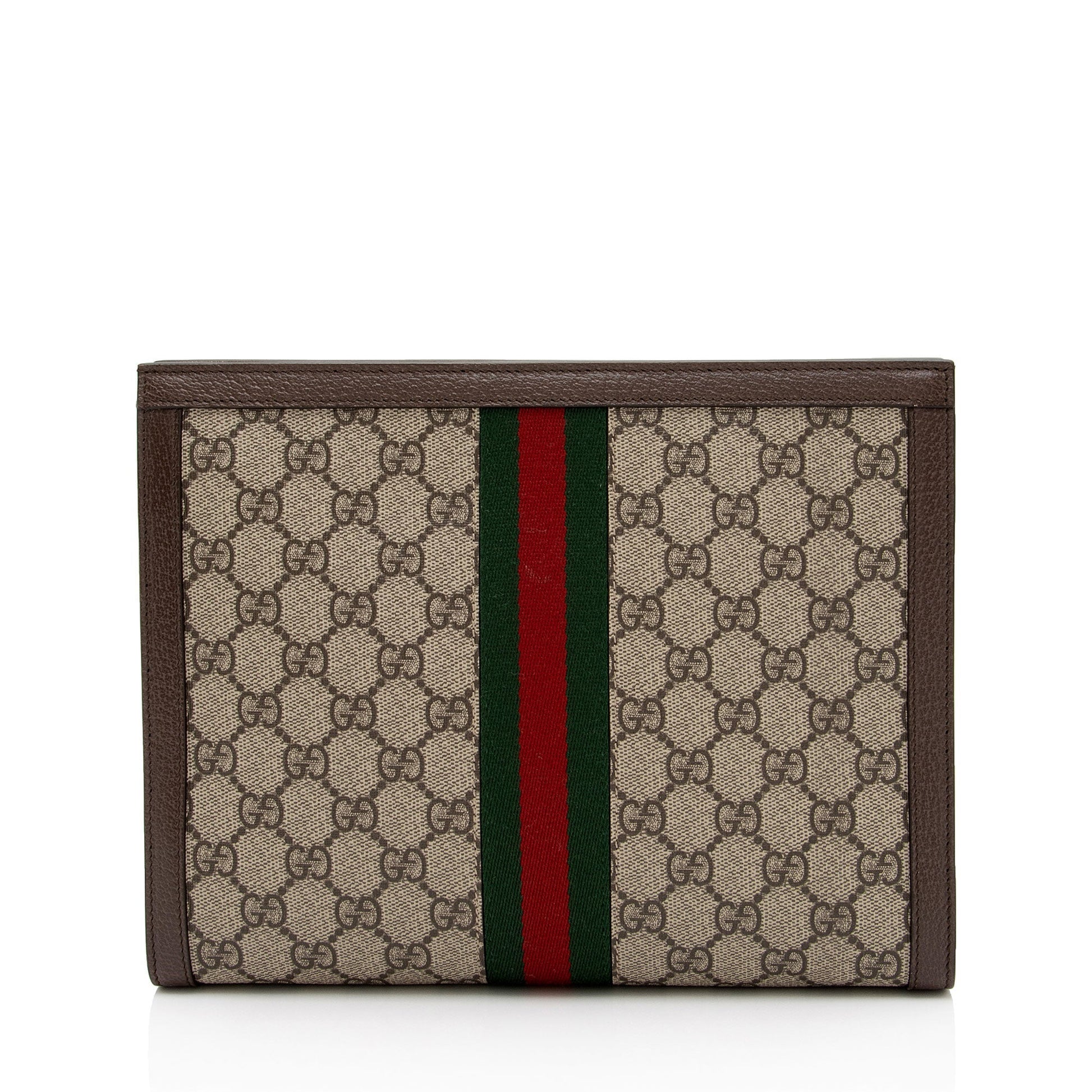 Gucci GG Supreme Ophidia Pouch SHF-aTANc5 Leather Canvas Nylon Brown Clutch Bag