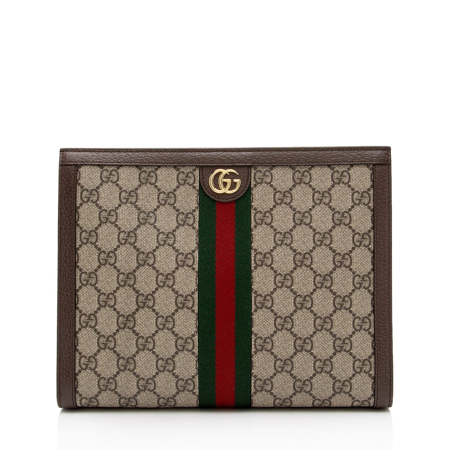 Gucci GG Supreme Ophidia Pouch SHF-aTANc5 Leather Canvas Nylon Brown Clutch Bag