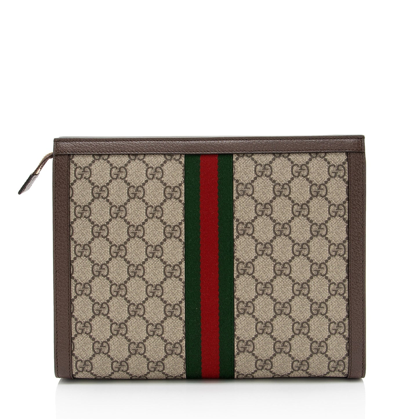 Gucci GG Supreme Ophidia Pouch SHF-RFZPp0 Leather Canvas Nylon Brown Clutch Bag